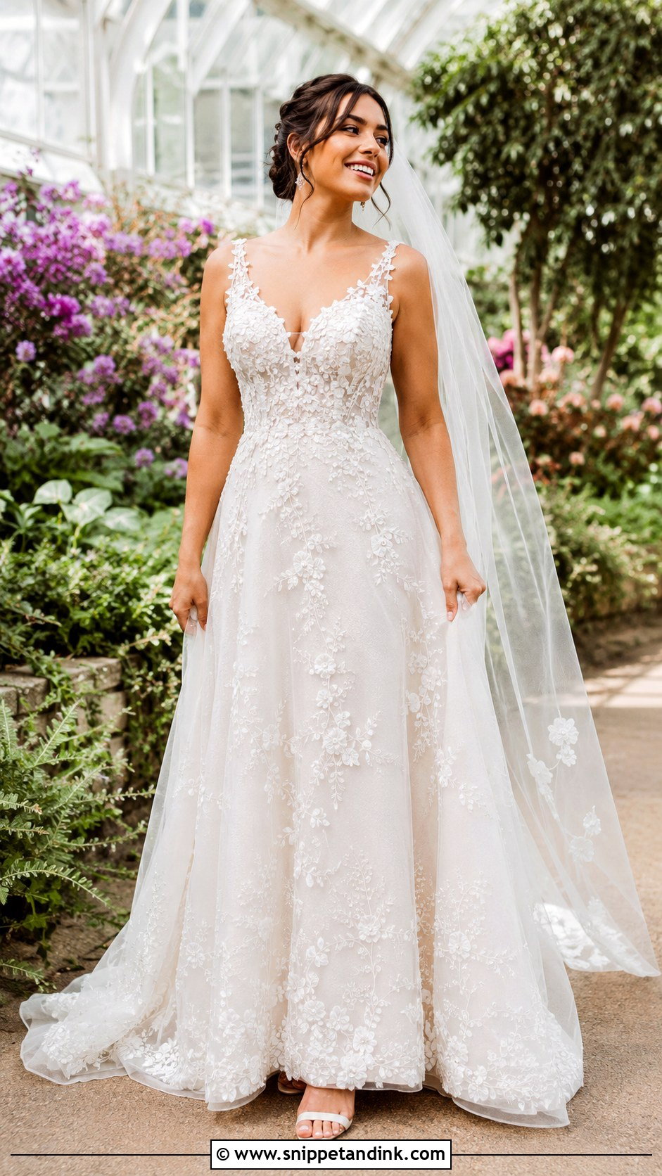 Floral Beaded Lace Wedding Dress - Snippet and Ink - 20 Beaded Lace Wedding Dress Ideas