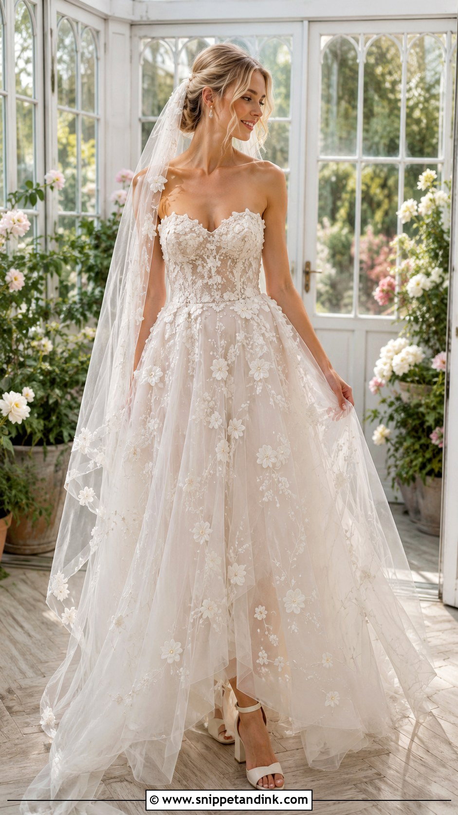 Floral Beaded Tulle Bridal Gown - Snippet and Ink - 20 Beaded Bridal Gown Ideas