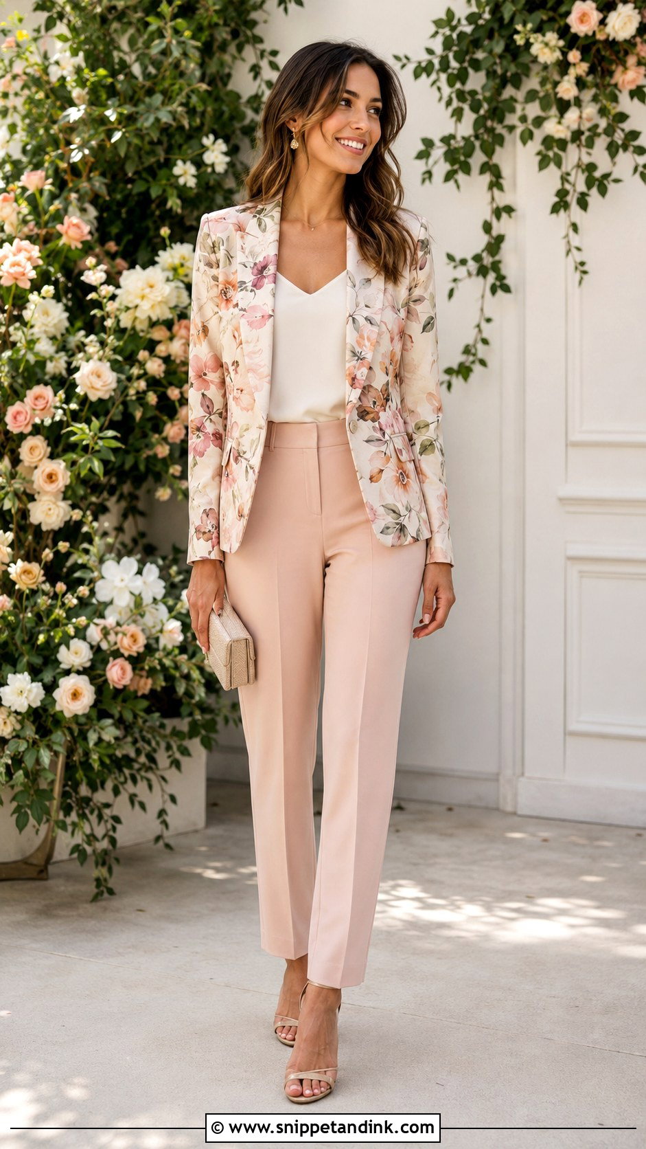 Floral Blazer Wedding Suit With Solid Trousers - Snippet and Ink - 25 Summer Wedding Suit Ideas