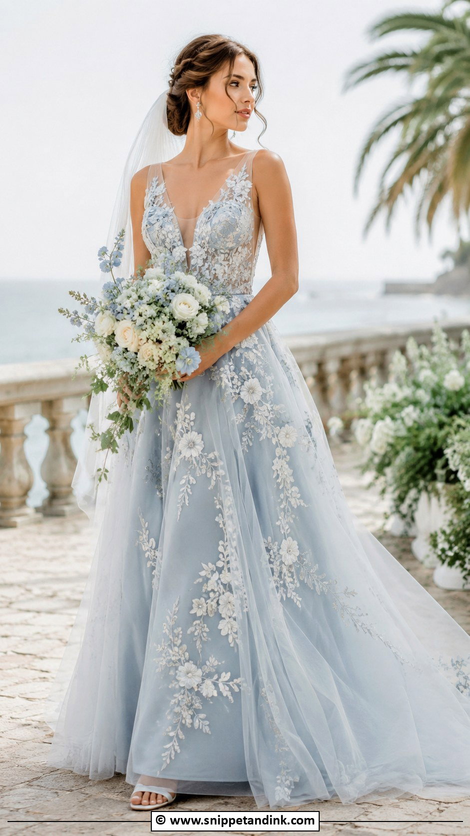 Floral Blue Wedding Dress - Snippet and Ink - 25 Wedding Dress with Flowers