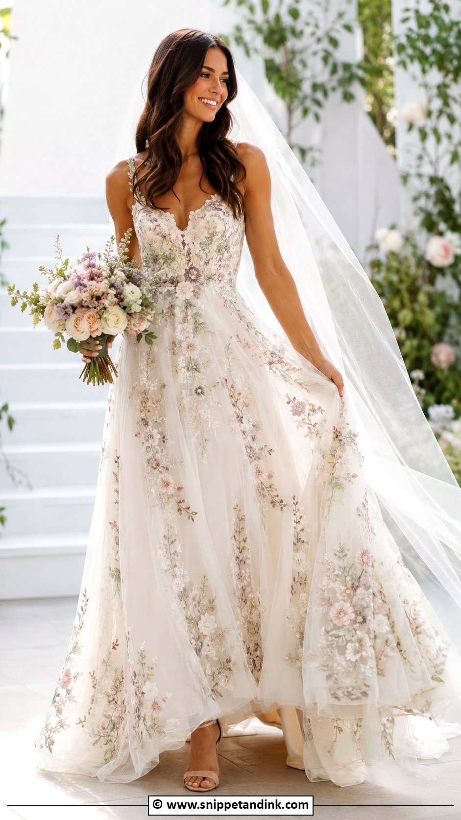 Floral Bohemian Wedding Dress - Snippet and Ink - 25 Bohemian Wedding Dresses