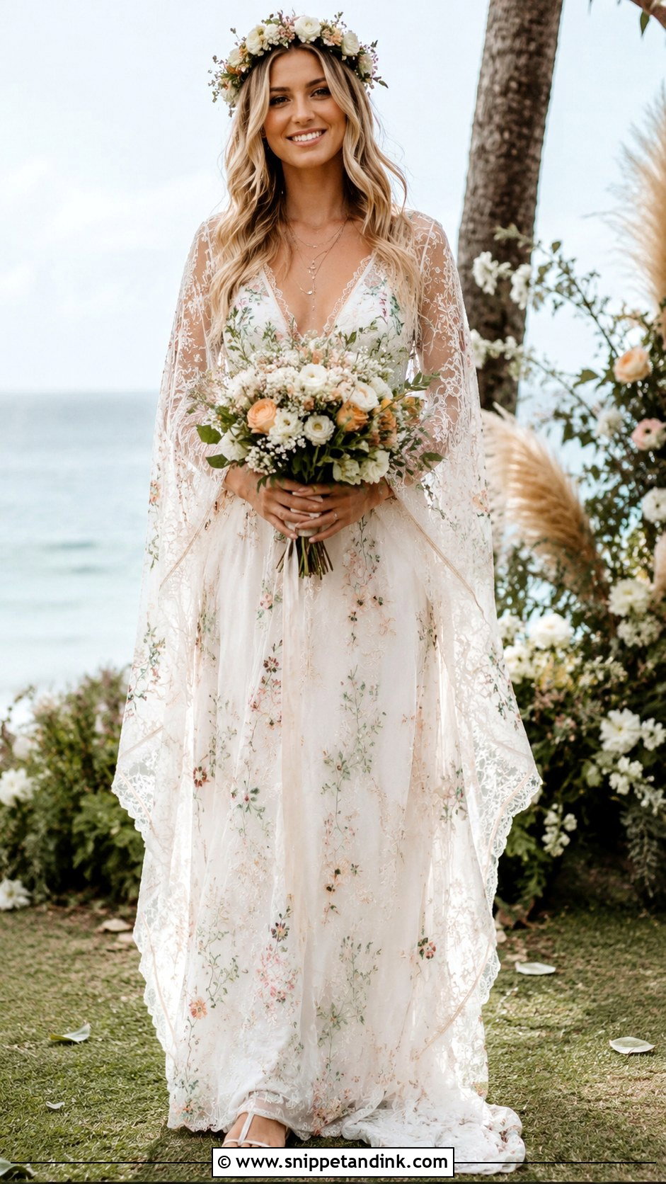 Floral Boho Wedding Dress With Flower Crown - Snippet and Ink - 25 Wedding Dresses with Flowers