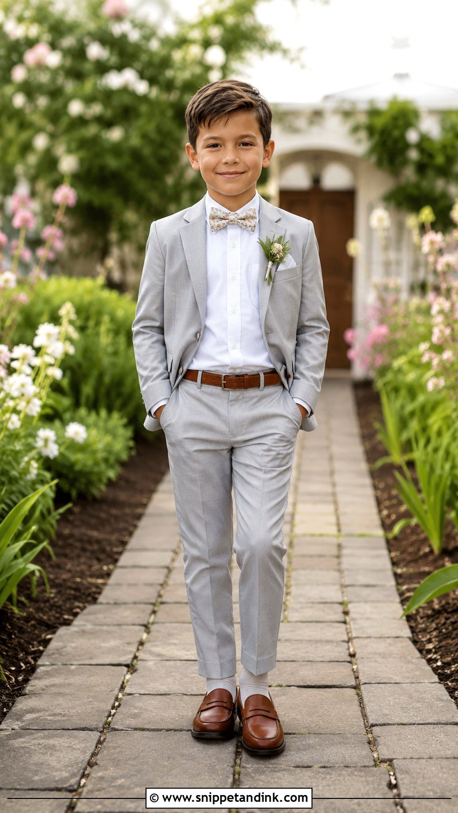 Floral Bow Tie Garden Boys Wedding Outfit - Snippet and Ink - 20 Boys Wedding Outfits