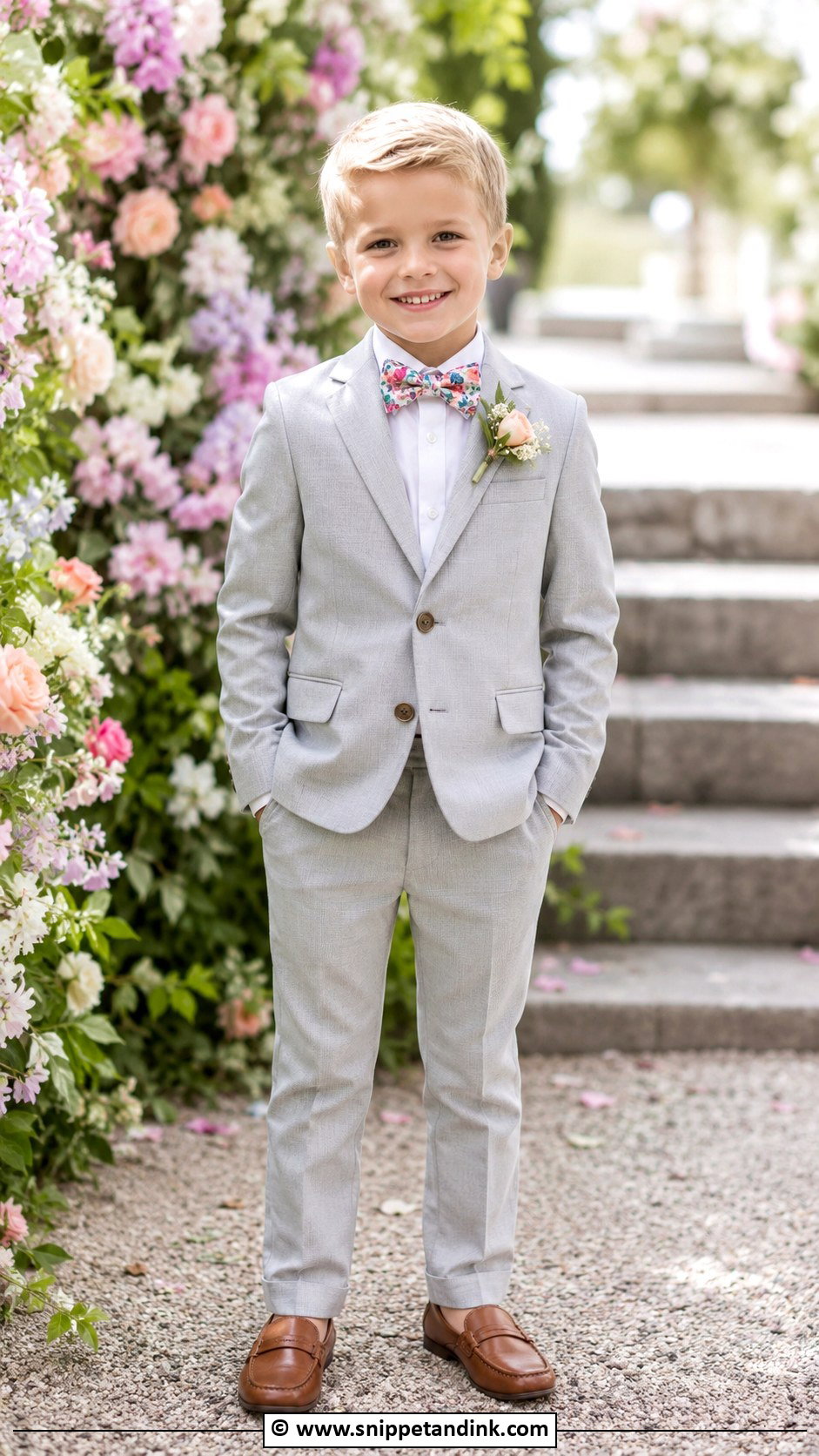 Floral Bow Tie Ring Bearer Outfit - Snippet and Ink - 35 Ring Bearer Outfit Ideas