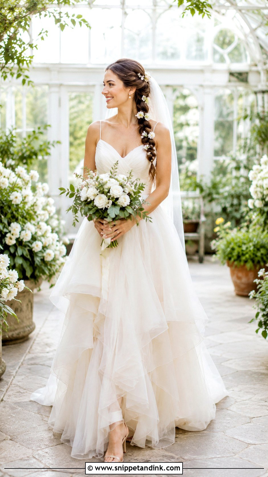 Floral Braid With Tulle Wedding Dress - Snippet and Ink - 20 Braid Dress Wedding Ideas