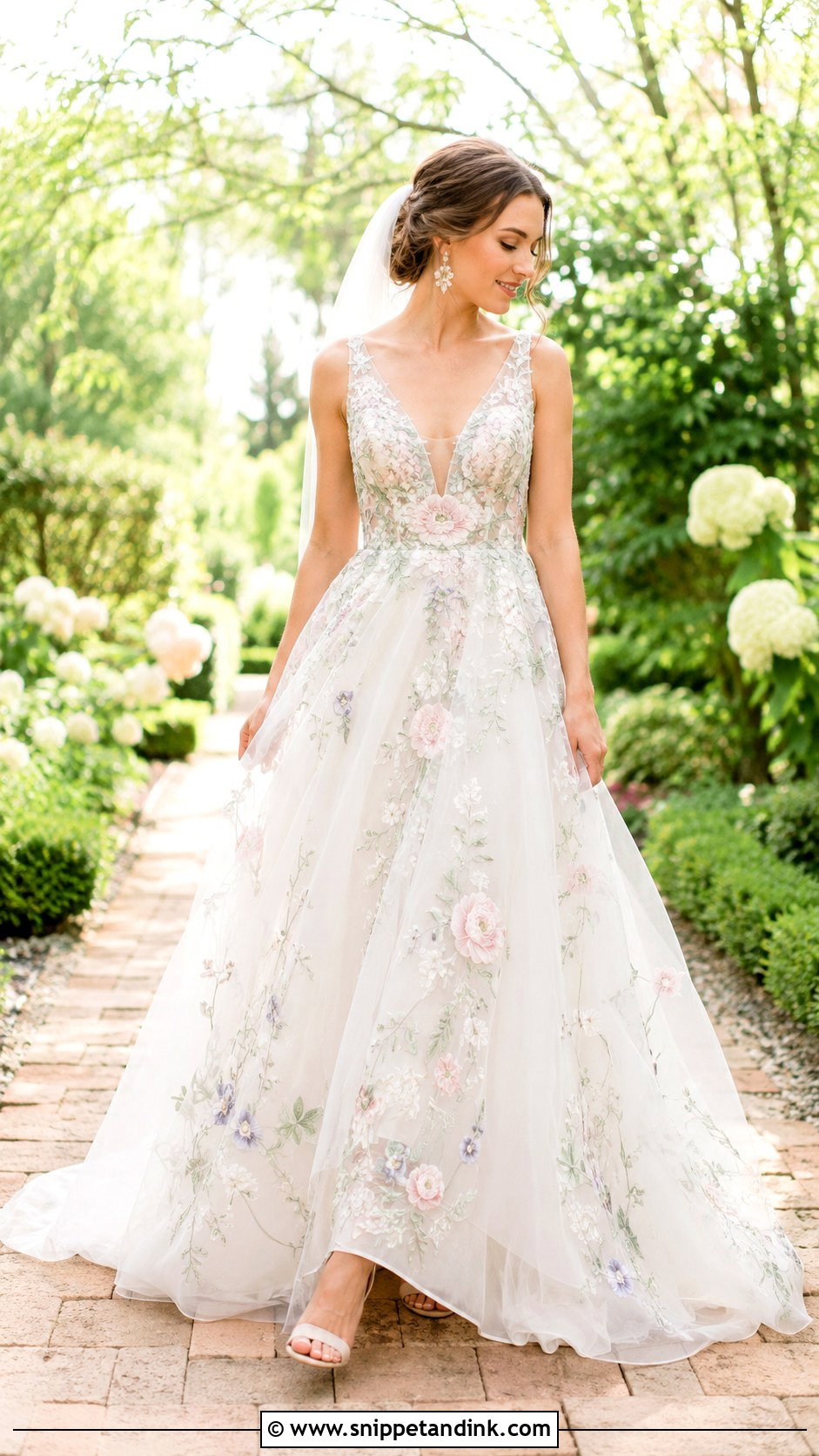 Floral Bridal Gown For A Garden Wedding - Snippet and Ink - 20 Bridal Clothes Ideas