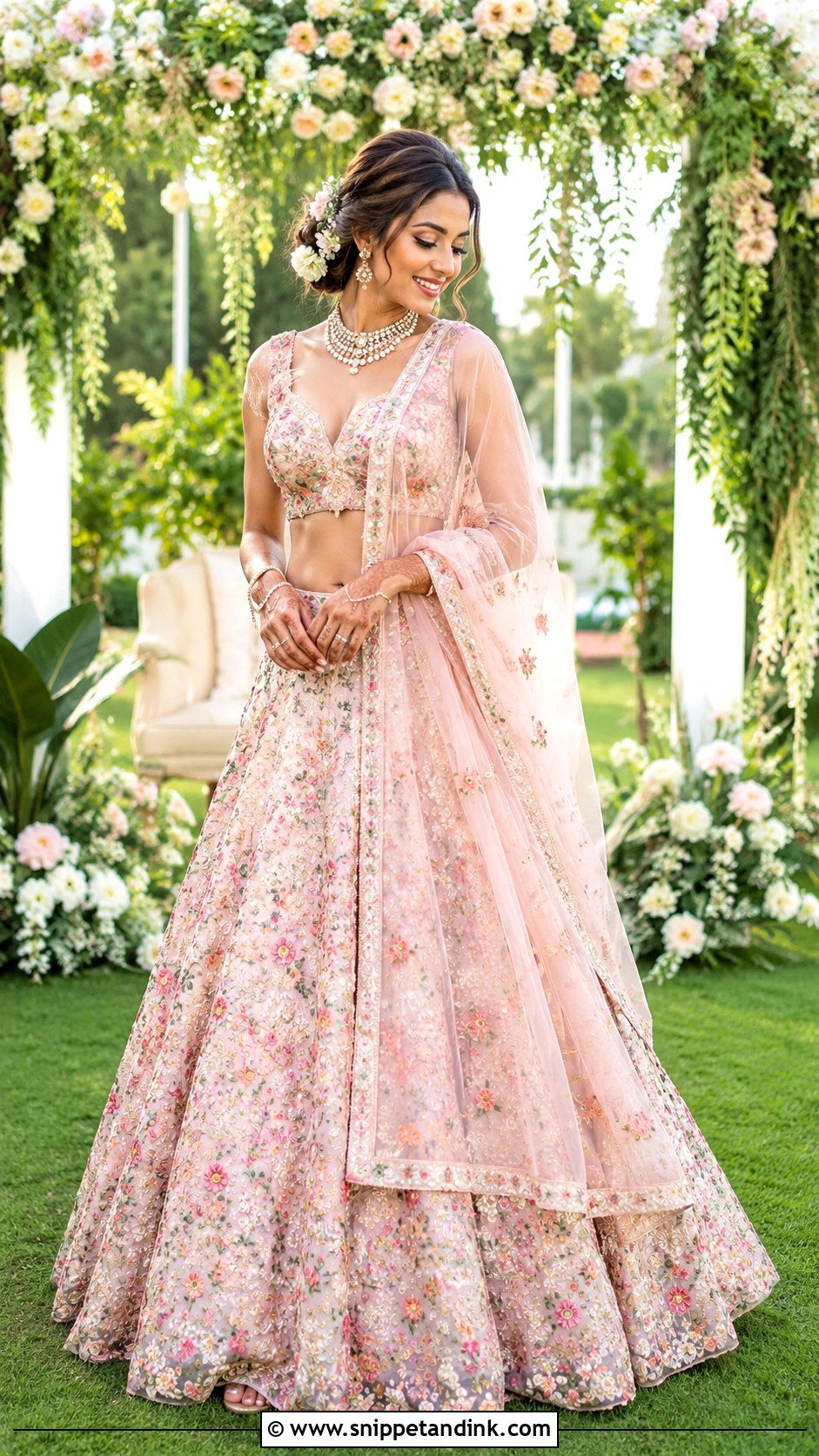 Floral Bridal Lehenga Look - Snippet and Ink - 25 New Indian Bride Look Ideas