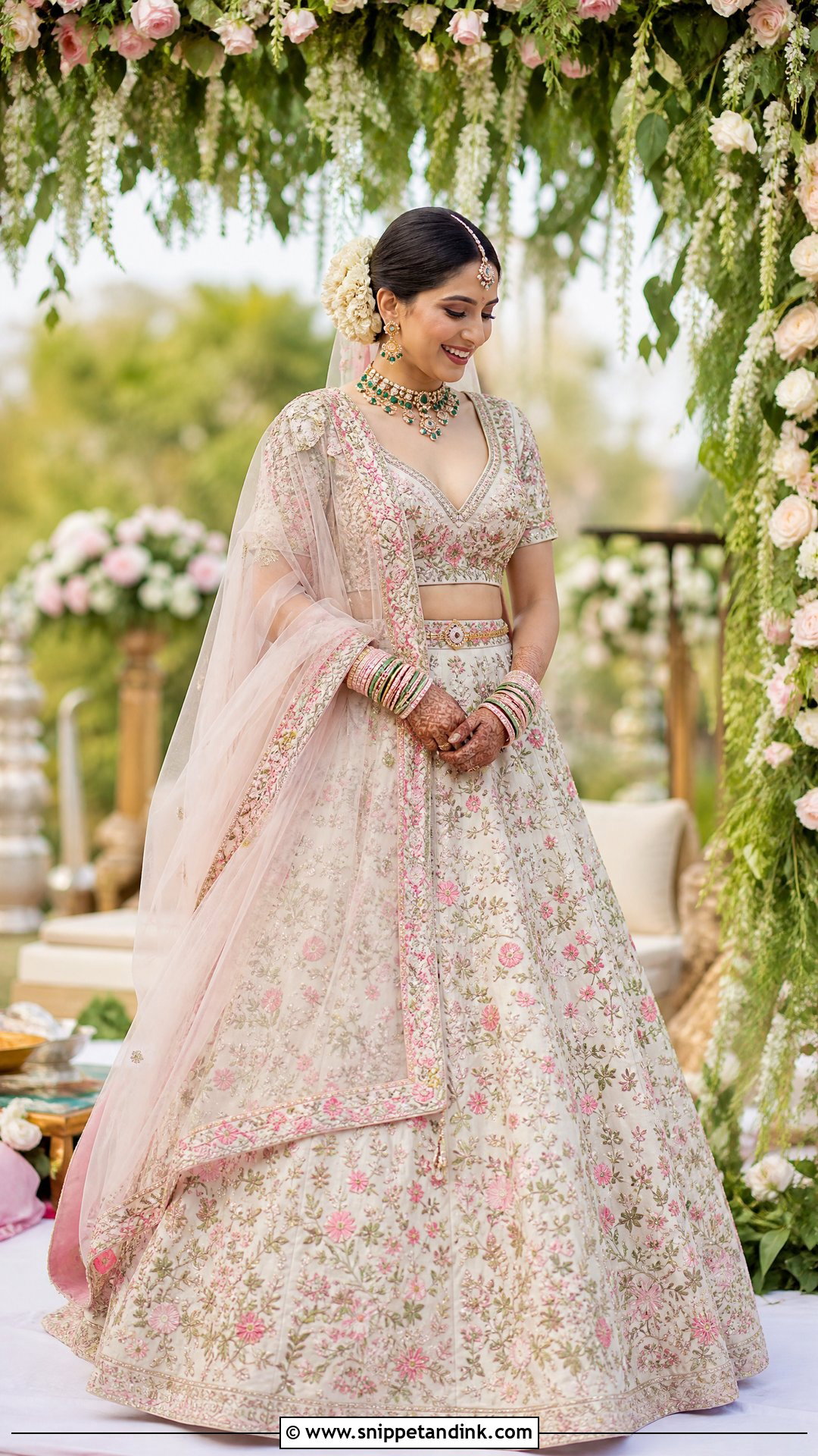 Floral Bridal Lehenga for Phera - Snippet and Ink - 20 Phera Outfit Bride Ideas