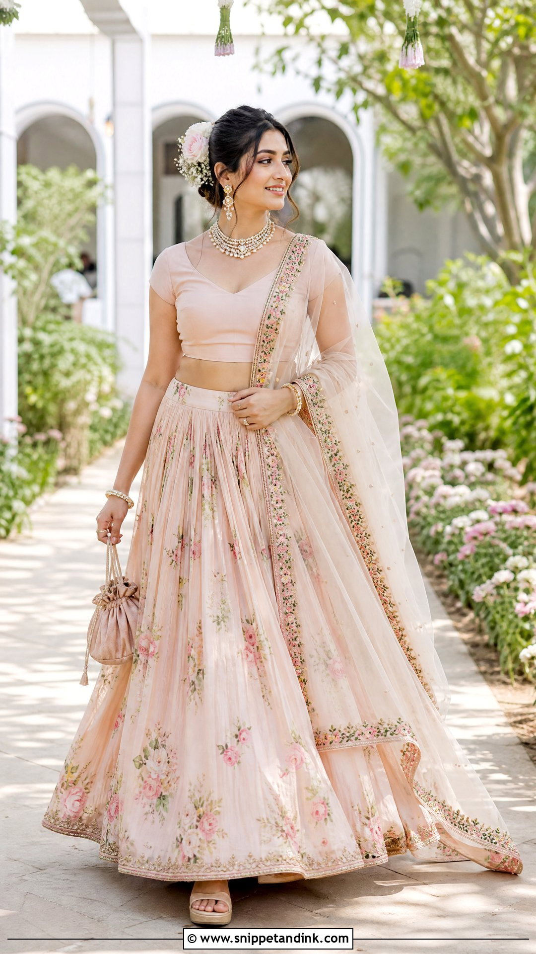 Floral Bridal Lehenga - Snippet and Ink - 20 Simple Indian Bridal Outfit Ideas