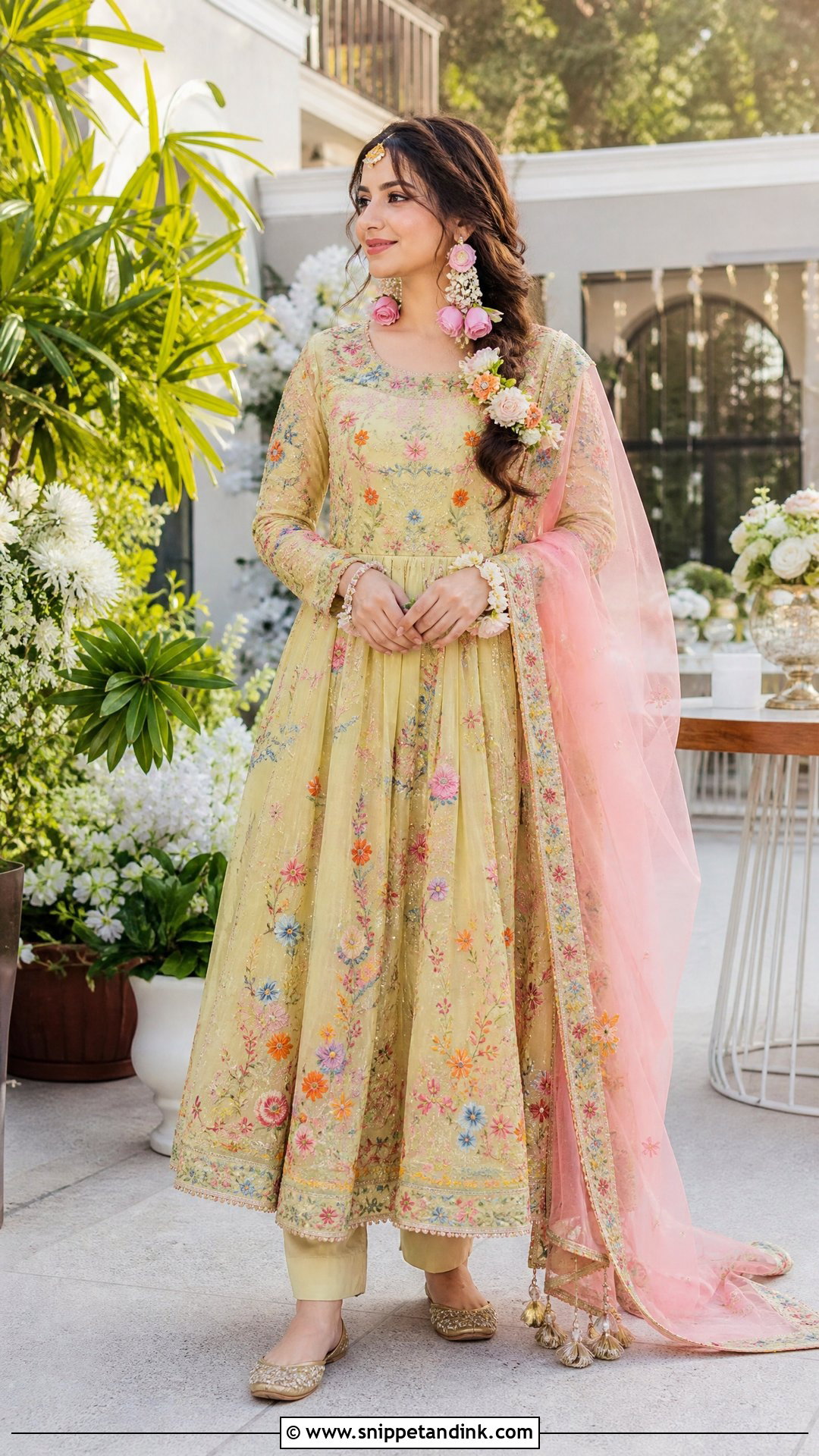 Floral Bridal Mehandi Anarkali - Snippet and Ink - 20 Pakistani Mehandi Dresses for Brides