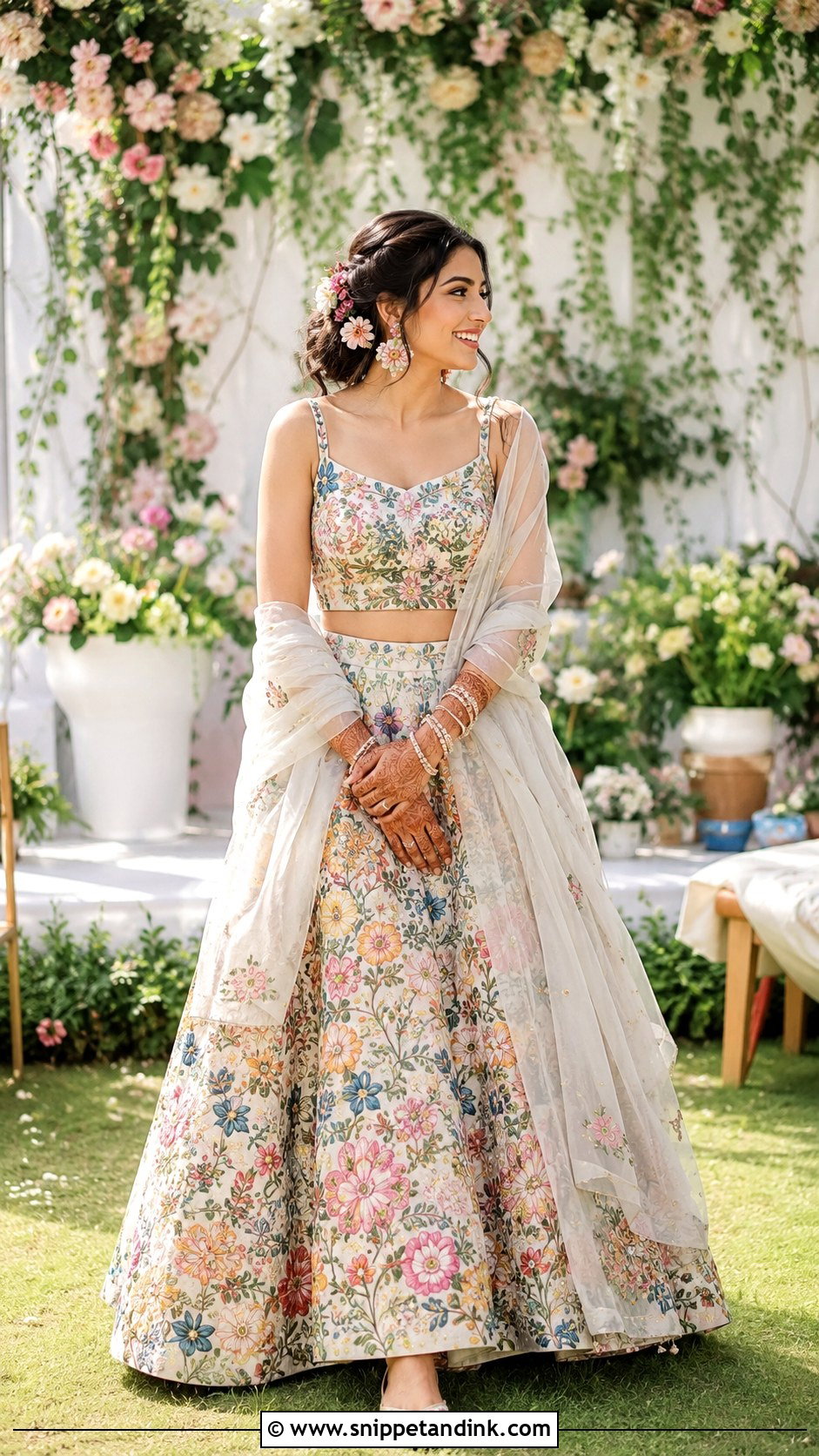 Floral Bridal Mehndi Dress - Snippet and Ink - 25 Bridal Mehndi Dresses