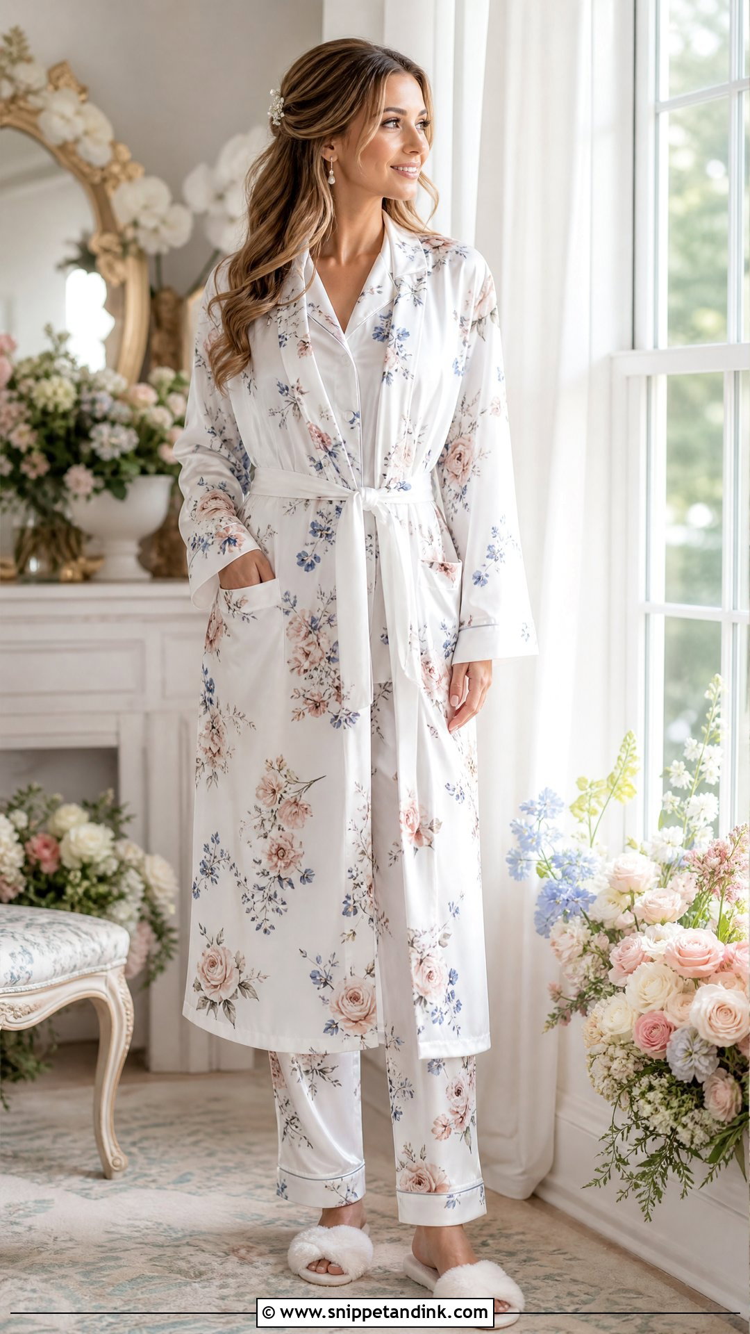 Floral Bridal Robe Outfit - Snippet and Ink - 25 Wedding Robes for Bride Ideas