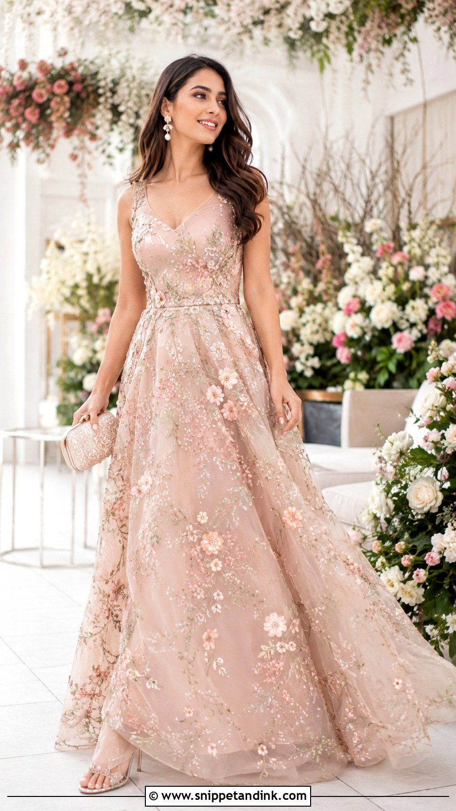 Floral Bridal Sangeet Gown - Snippet and Ink - 25 Bridal Sangeet Outfit Gown Ideas