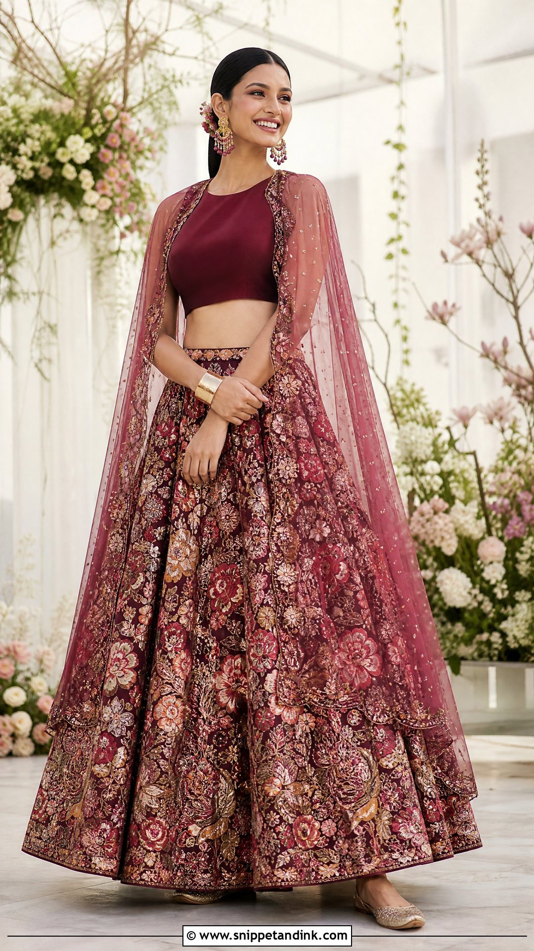 Floral Bridal Sangeet Skirt And Crop Top - Snippet and Ink - 20 Unique Bridal Sangeet Outfit Ideas