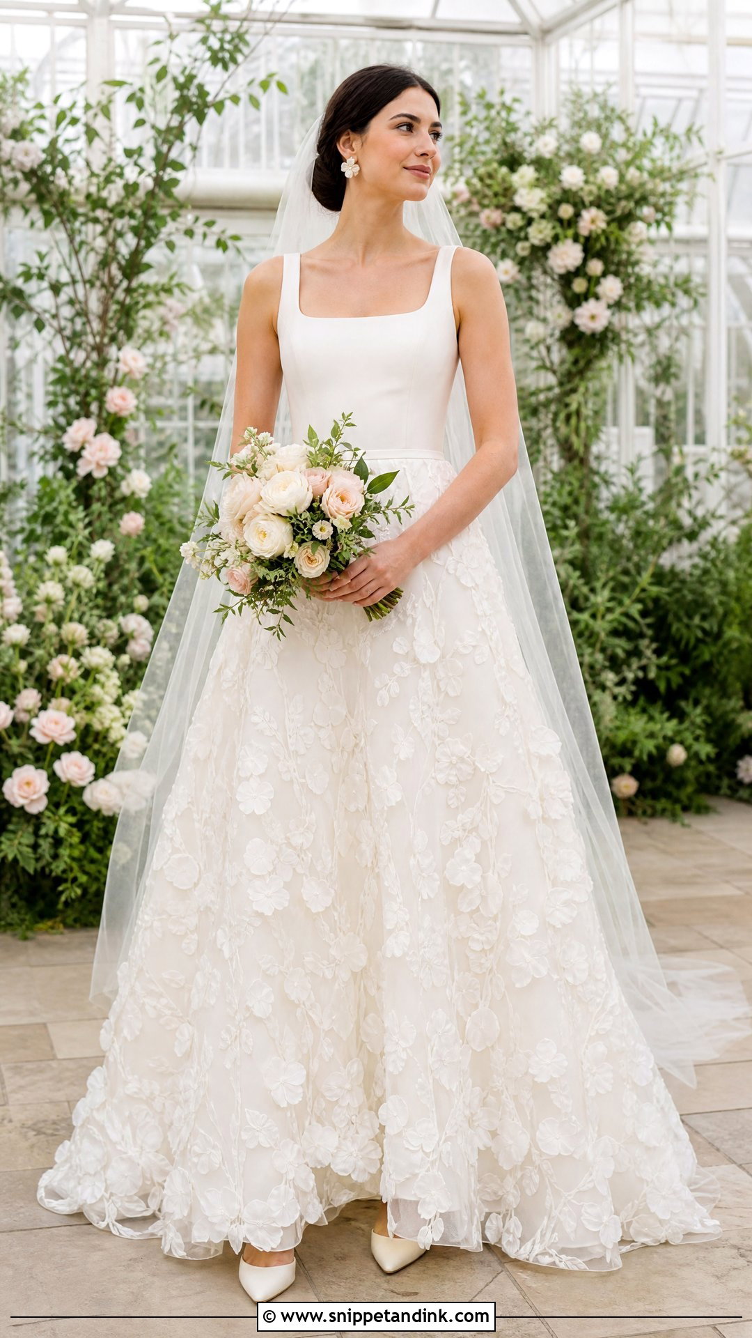 Floral Bridal Skirt With Square Neck Top - Snippet and Ink - 20 Bridal Skirts Ideas