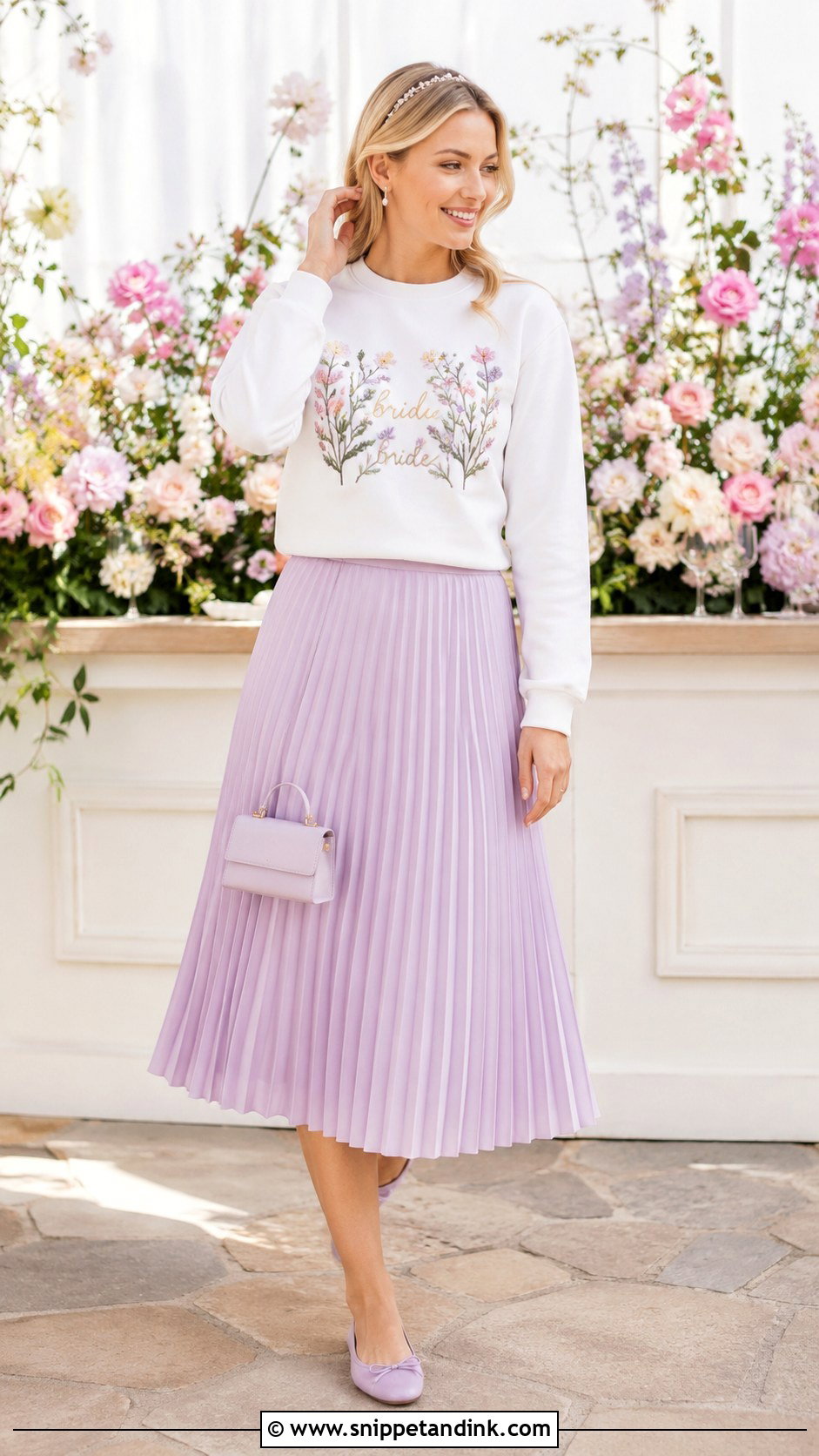 Floral Bride Crewneck With Pleated Skirt - Snippet and Ink - 20 Bride Crewneck Ideas