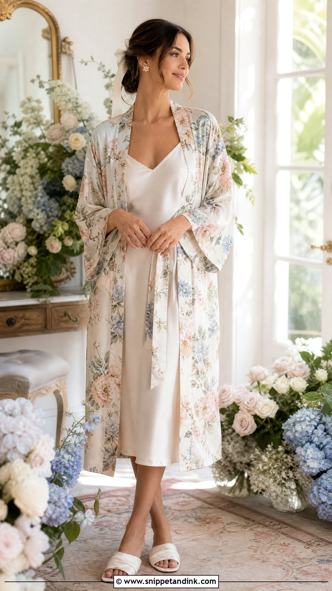 Floral Bride Robe - Snippet and Ink - 20 Bride Robe Getting Ready Ideas