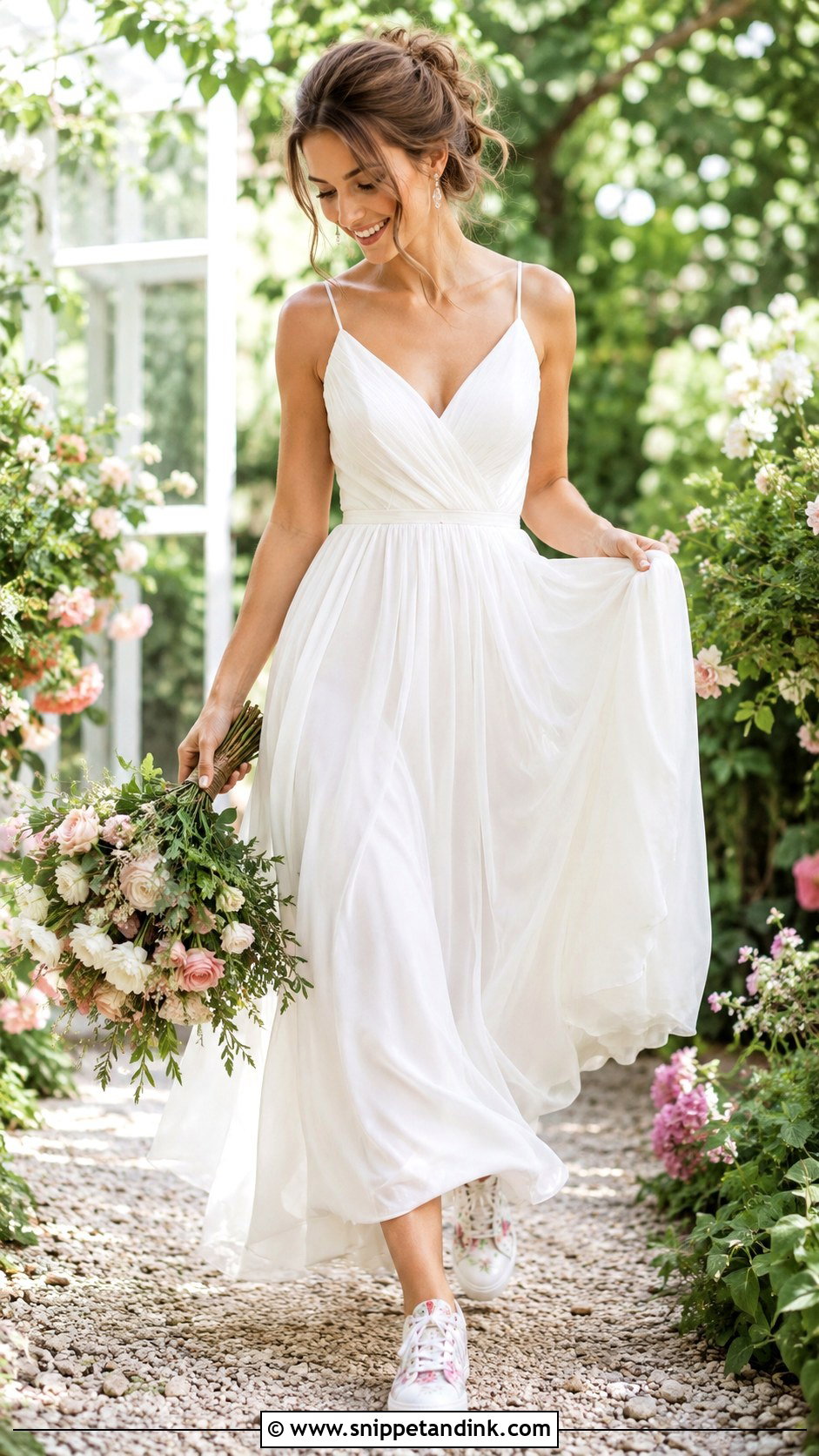 Floral Bride Sneakers With Garden Wedding Dress - Snippet and Ink - 25 Bride Sneakers Ideas