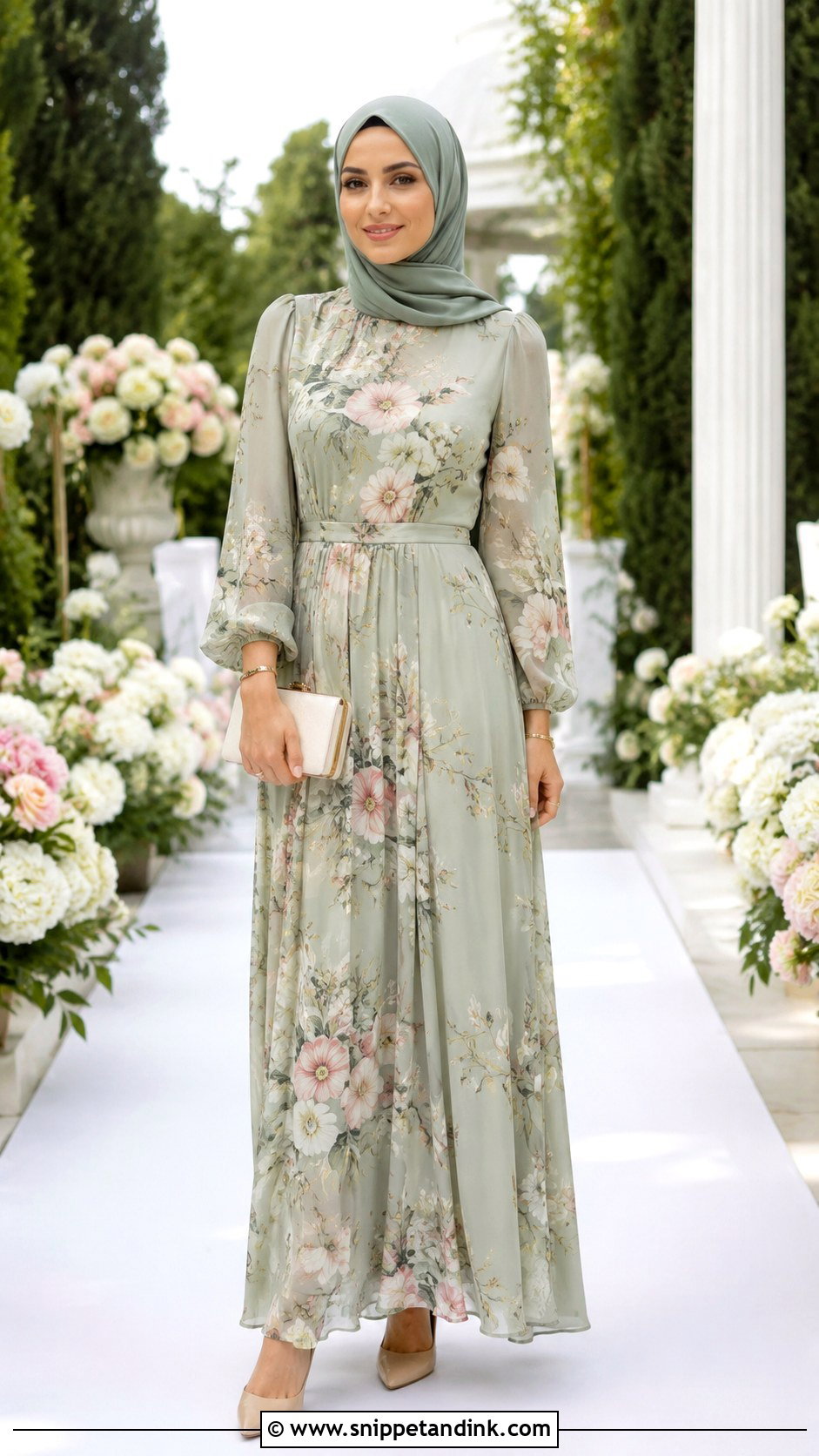 Floral Bridesmaid Hijab Dress - Snippet and Ink - 25 Braidsmaid Hijab Style Ideas