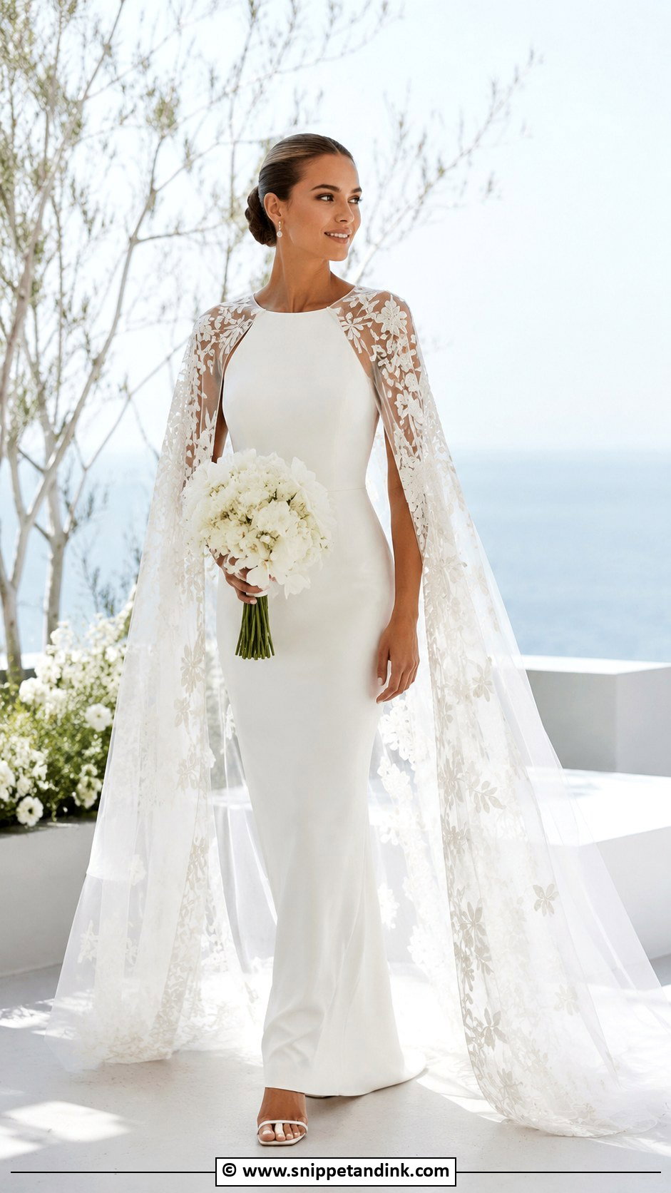 Floral Cape Wedding Dress - Snippet and Ink - 30 Flower Wedding Dress Ideas