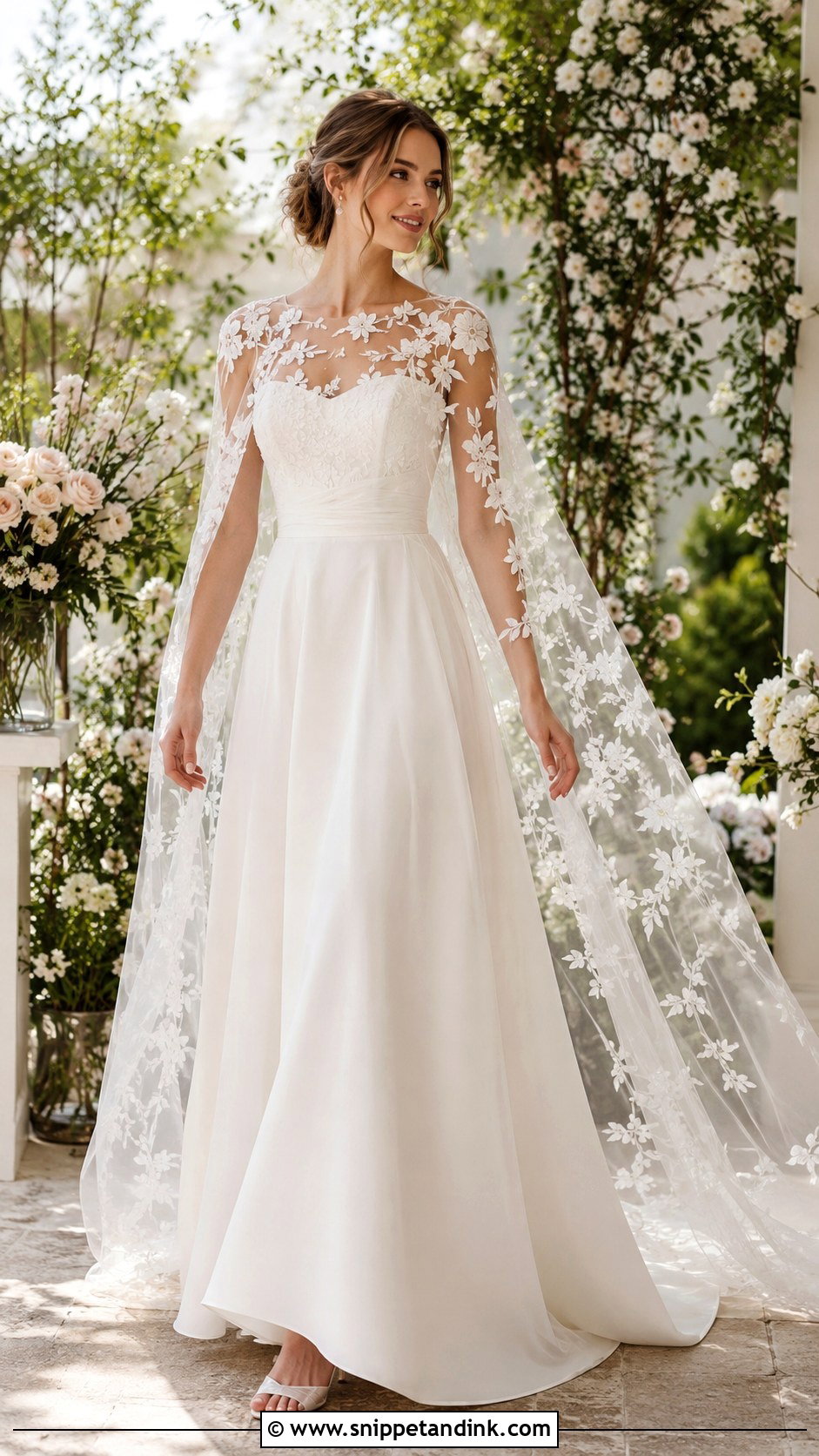 Floral Cape Wedding Dress - Snippet and Ink - 30 Wedding Dress with Cape Ideas