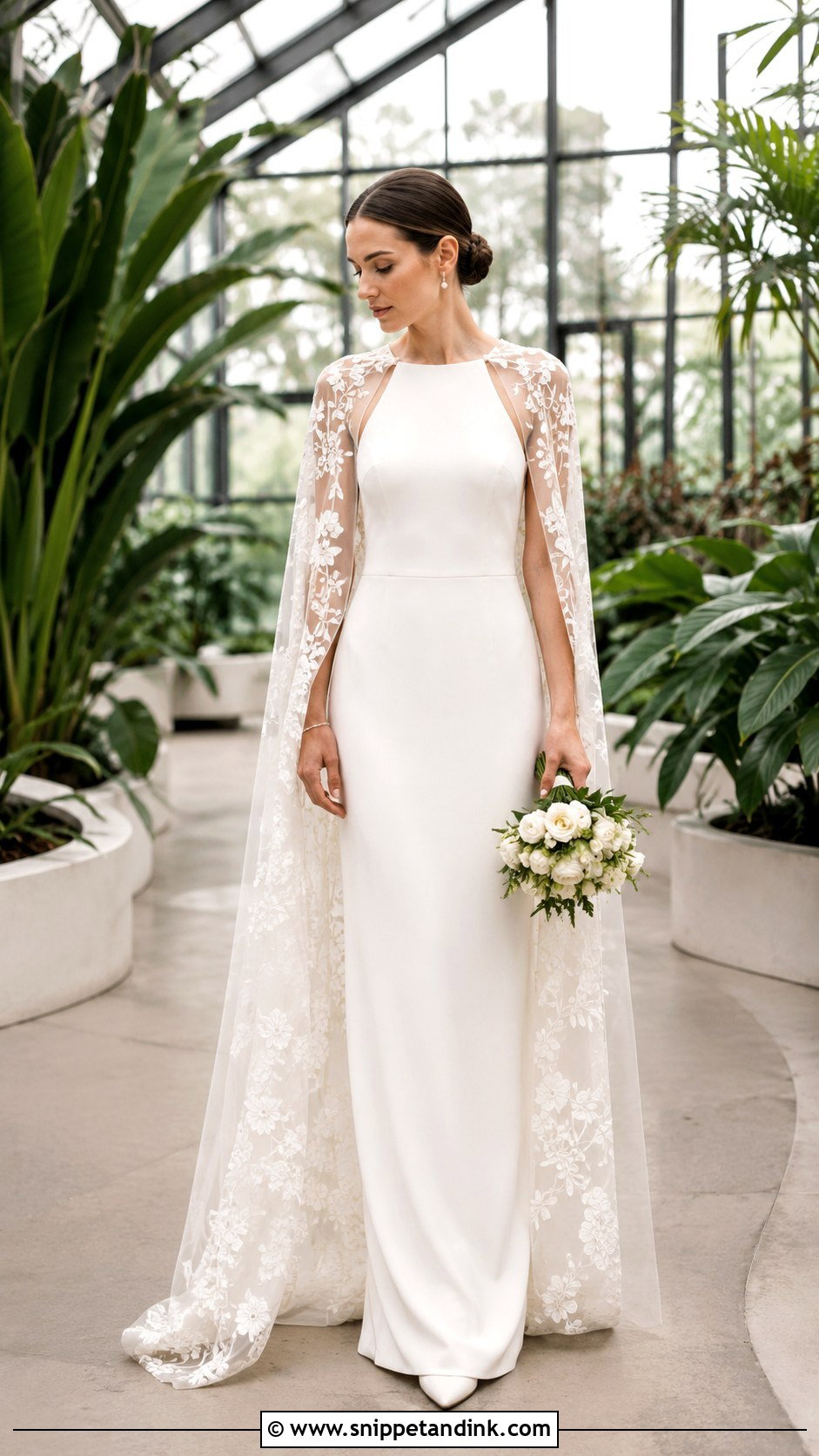 Floral Cape Wedding Dress - Snippet and Ink - 20 Nature Inspired Wedding Dress Ideas