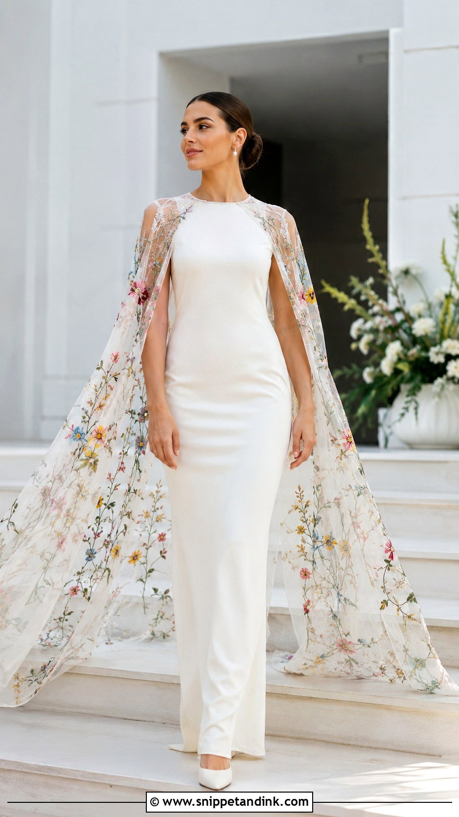 Floral Cape Wedding Dress - Snippet and Ink - 20 Flowered Wedding Dress Ideas
