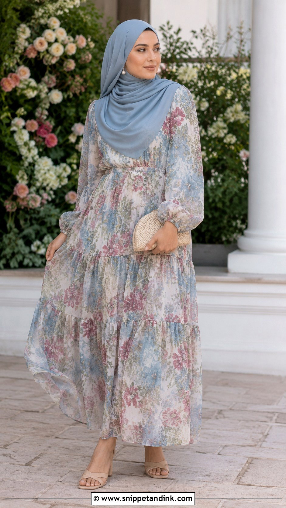 Floral Chiffon Hijab Dress - Snippet and Ink - 20 Hijab Dresses for Wedding Party