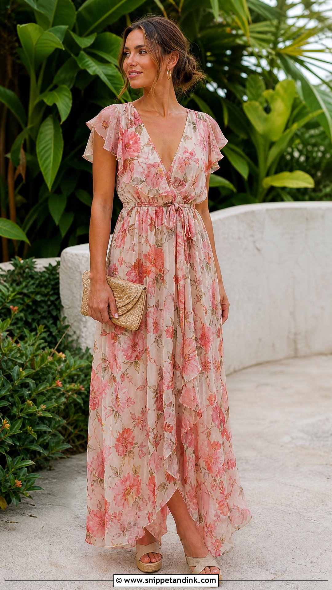 Floral Chiffon Maxi Honeymoon Night Dress - Snippet and Ink - 20 Honeymoon Night Dress Ideas
