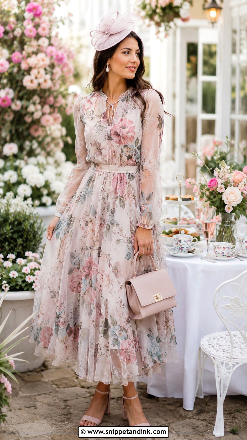 Floral Chiffon Tea Gown - Snippet and Ink - 20 Tea Gown Ideas