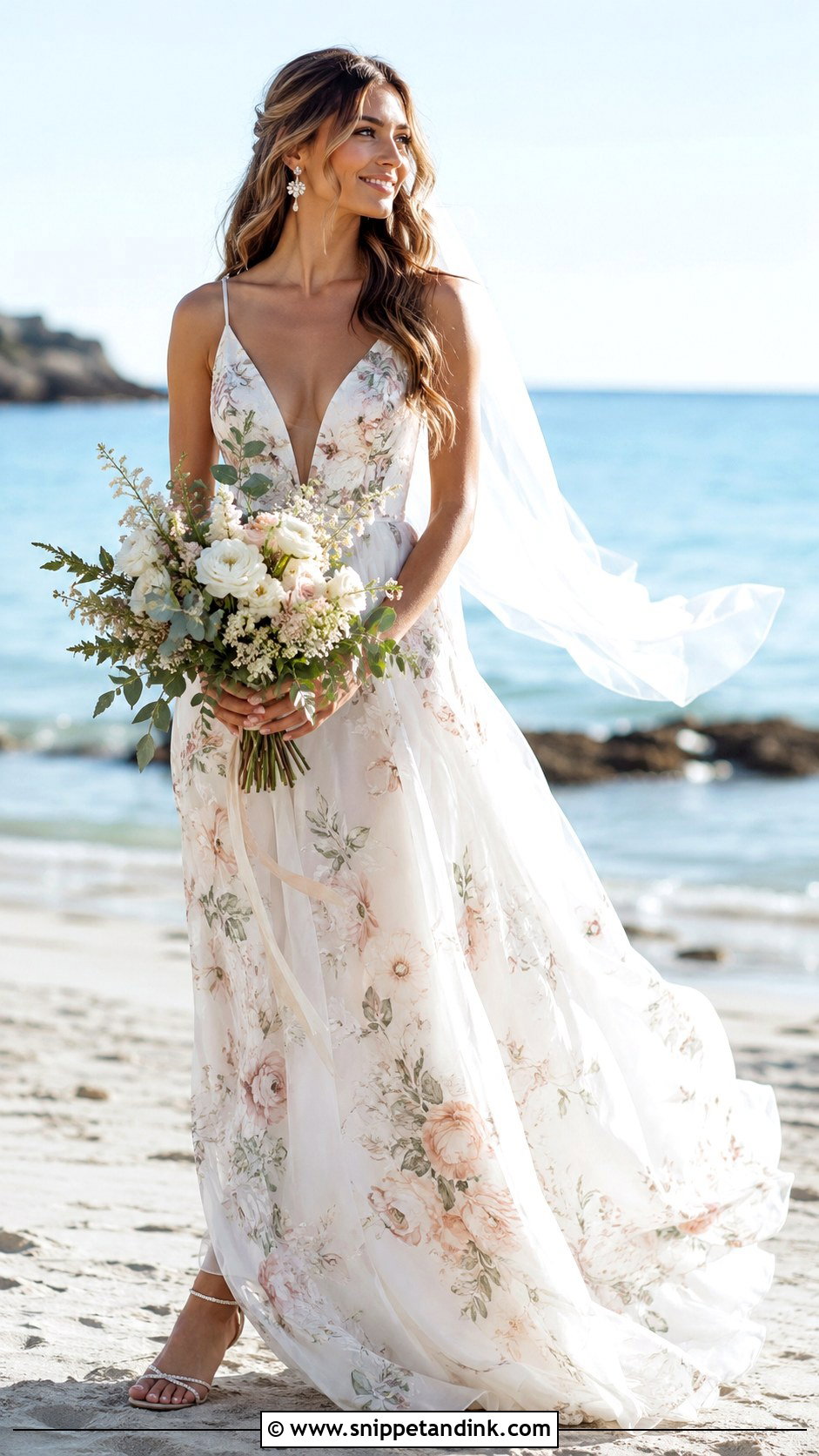 Floral Chiffon Wedding Dress With Sandals - Snippet and Ink - 25 Wedding Dresses with Flowers