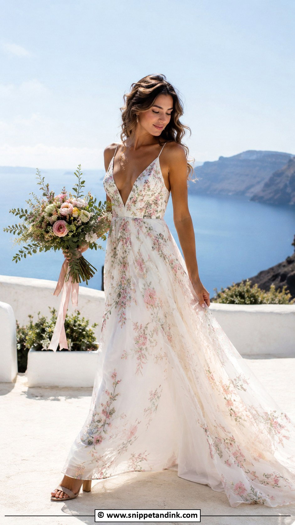 Floral Chiffon Wedding Dress - Snippet and Ink - 25 Wedding Dress Flowers