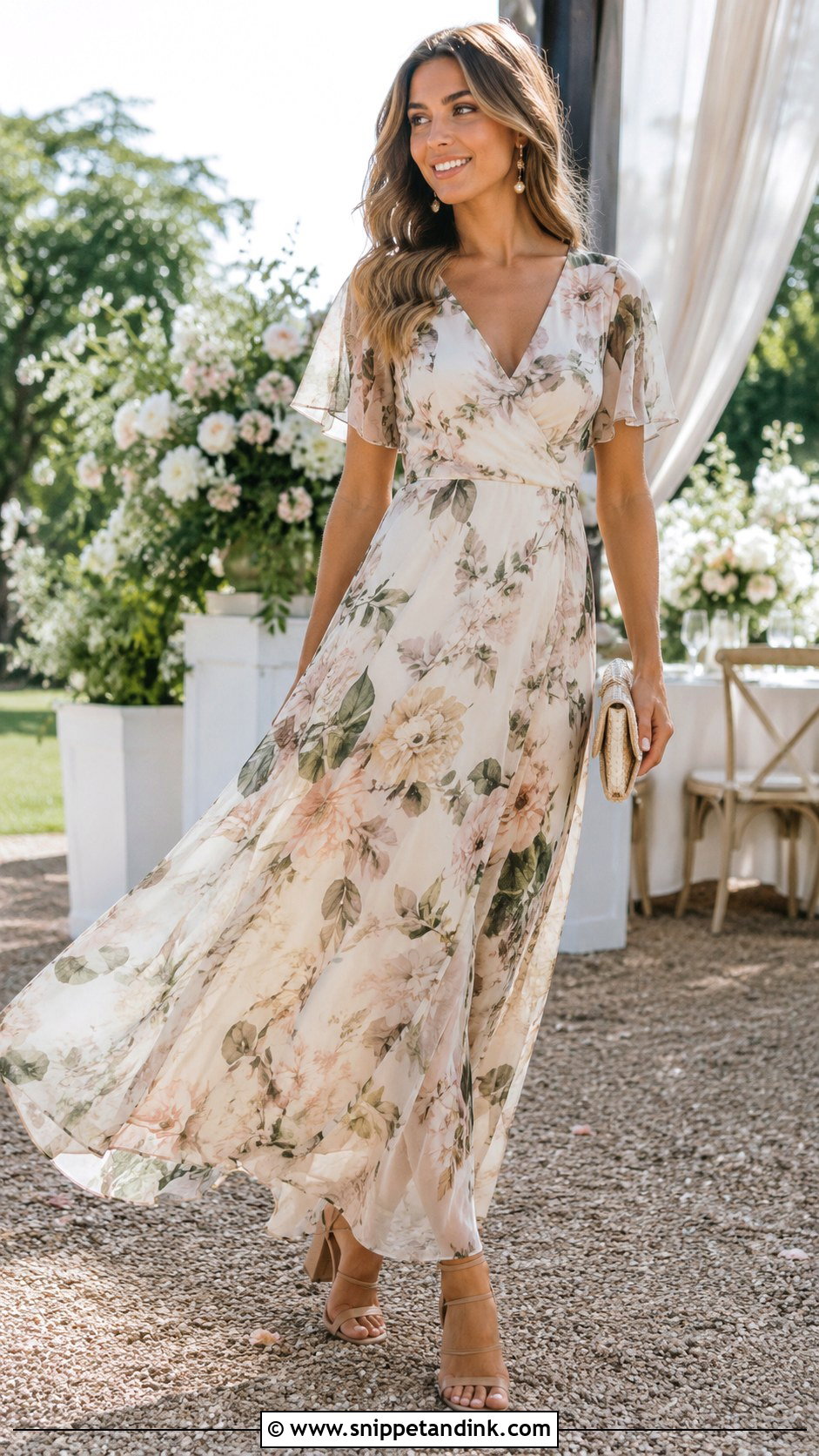 Floral Chiffon Wedding Party Gown - Snippet and Ink - 20 Gown for Wedding Party Ideas