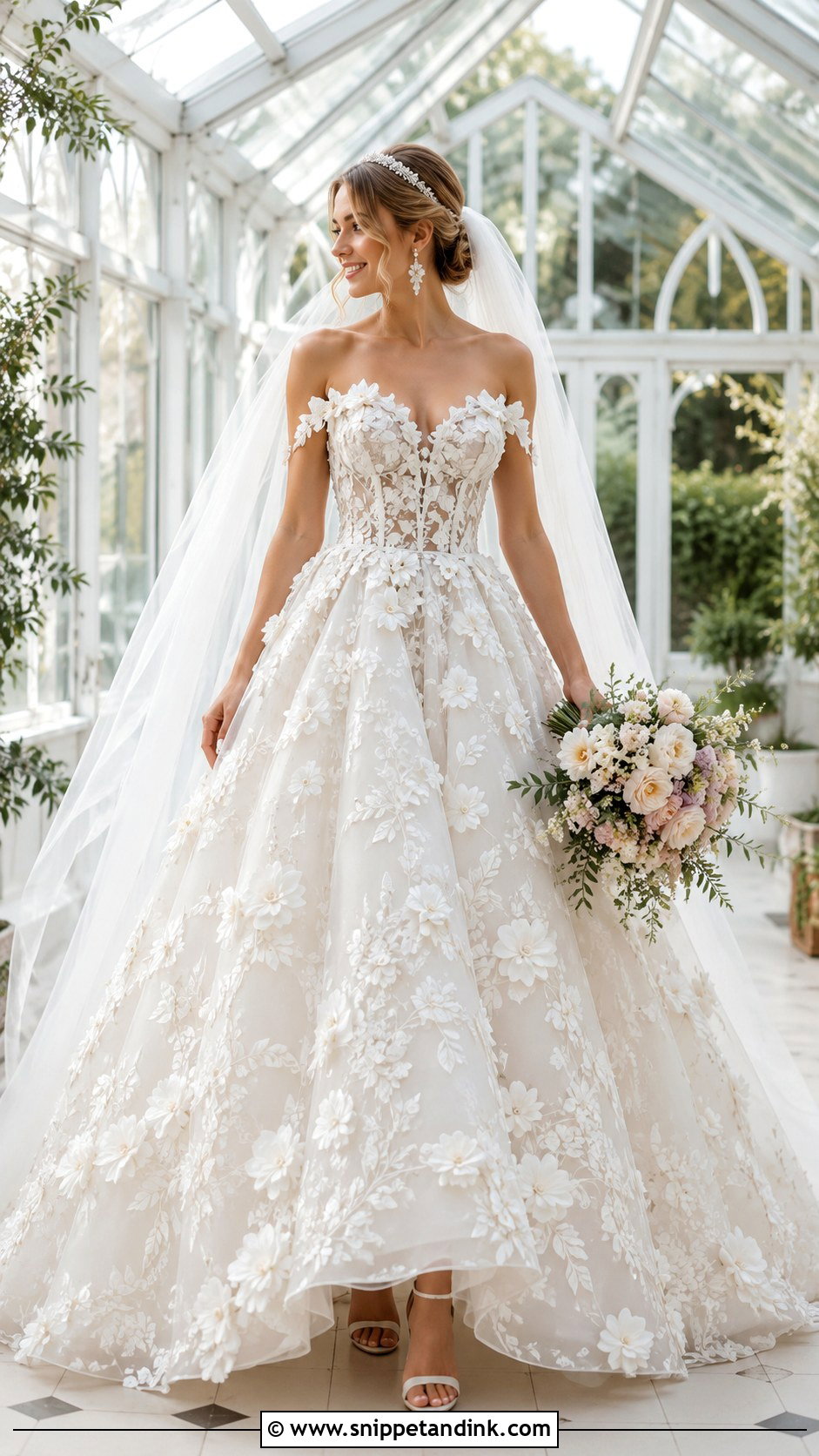 Floral Cinderella Wedding Dress - Snippet and Ink - 20 Cinderella Dress Wedding Ideas