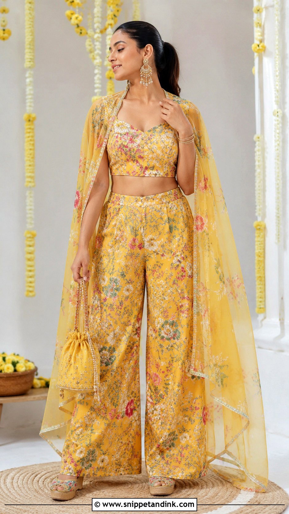 Floral Co Ord Haldi Outfit - Snippet and Ink - 20 Floral Haldi Outfit Ideas