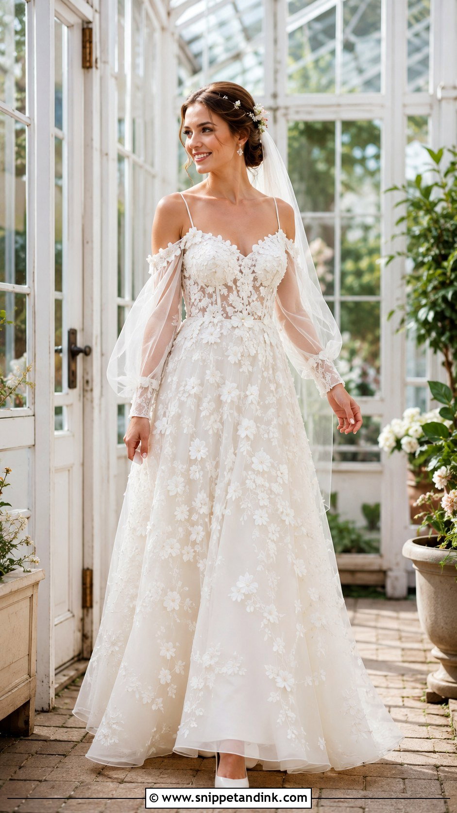 Floral Cold Shoulder Wedding Dress - Snippet and Ink - 20 Cold Shoulder Wedding Dress Ideas