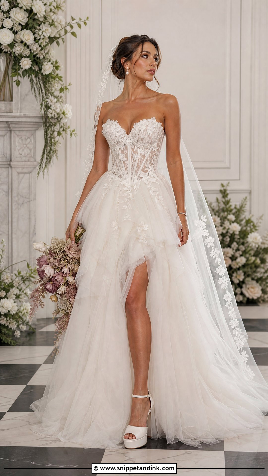 Floral Corset Bridal Dress - Snippet and Ink - 25 Floral Bridal Dress Ideas