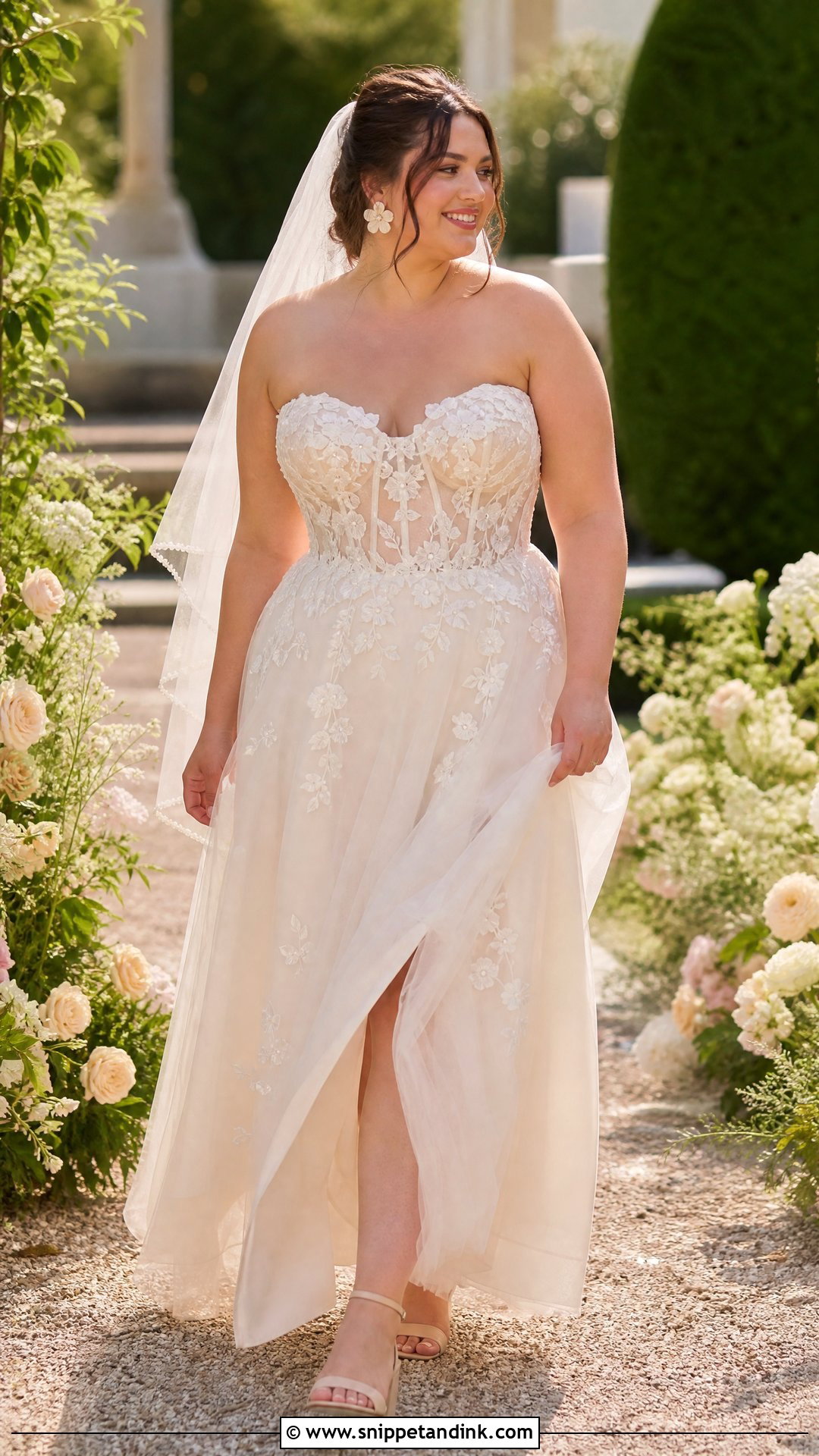 Floral Corset Top Garden Wedding Dress - Snippet and Ink - 20 Wedding Dress with Corset Top Ideas