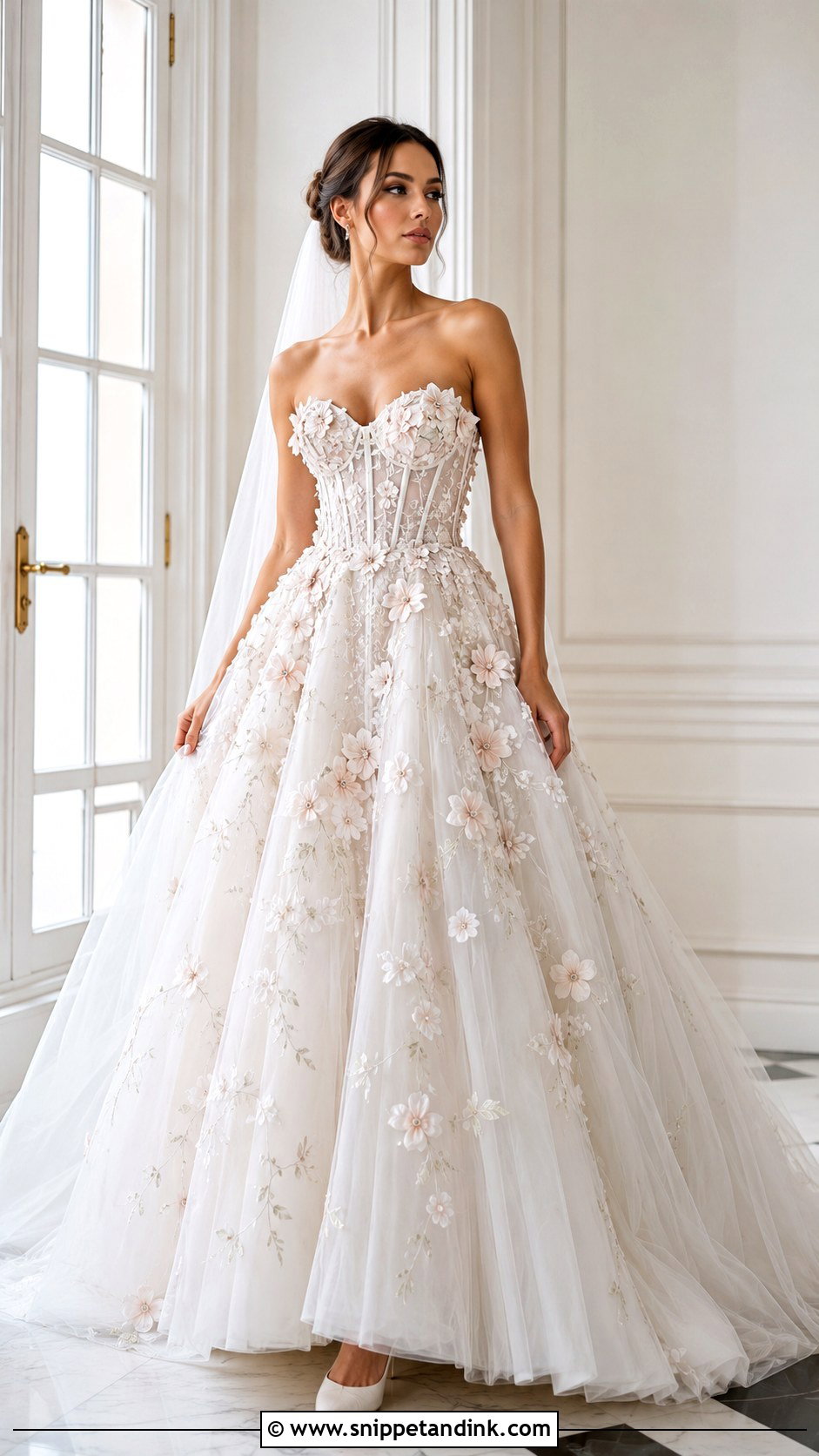 Floral Corset Wedding Ball Gown - Snippet and Ink - 20 Floral Flower Wedding Dress Gown Ideas