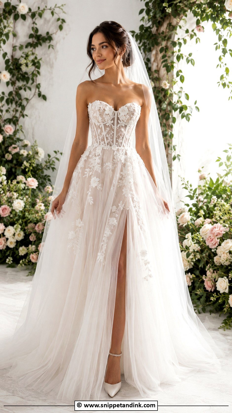Floral Corset Wedding Dress - Snippet and Ink - 30 Flower Wedding Dress Ideas