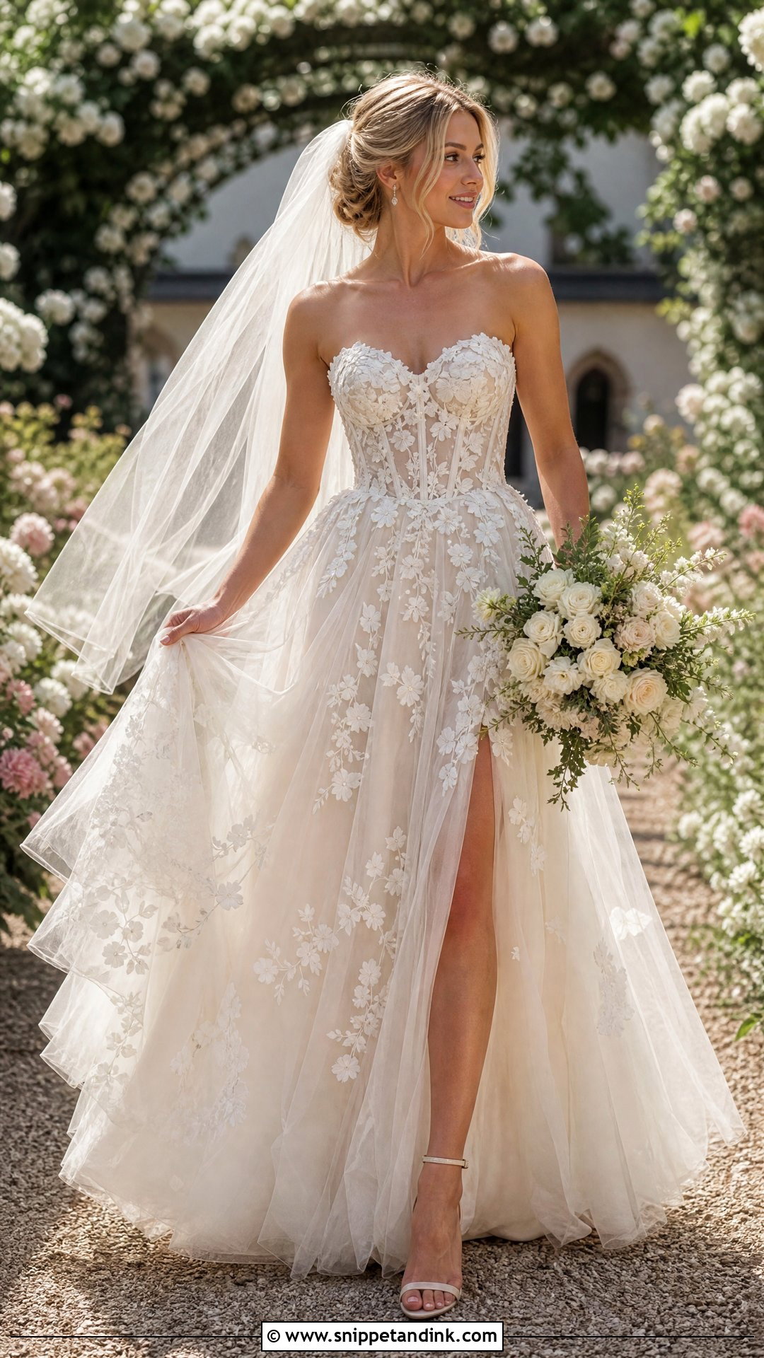 Floral Corset Wedding Dress - Snippet and Ink - 25 Wedding Corset Ideas