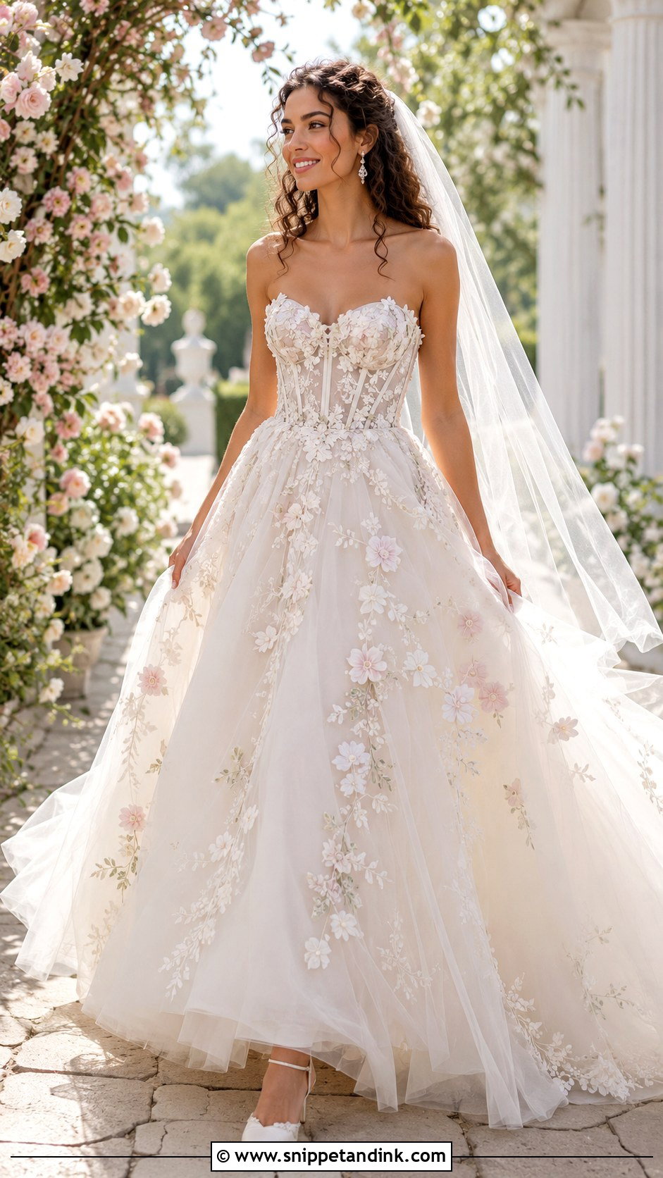 Floral Corset Wedding Dress Ballgown - Snippet and Ink - 25 Corset Wedding Dress Ballgown Ideas