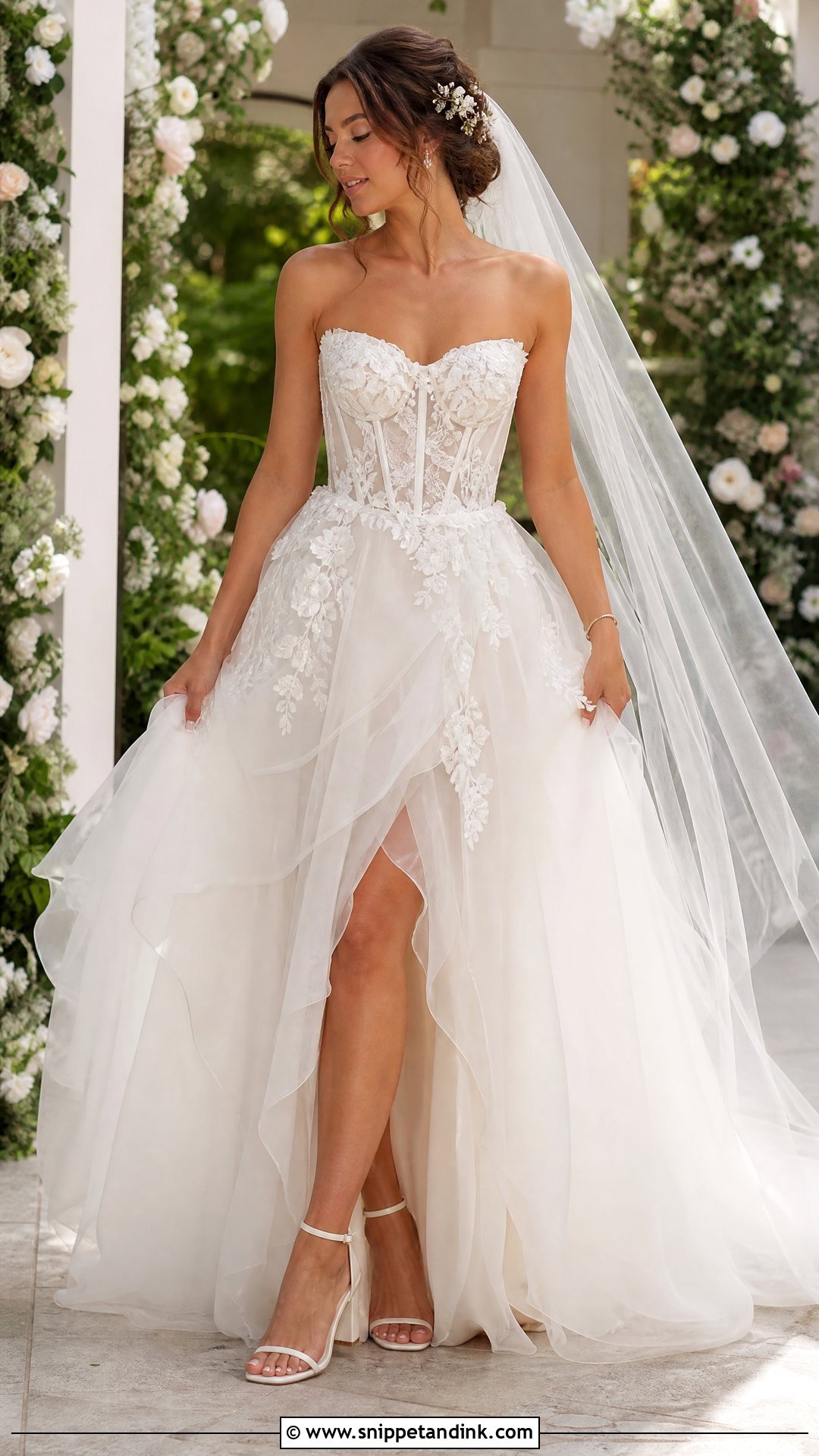 Floral Corset Wedding Dress With Organza Skirt - Snippet and Ink - 25 Wedding Dress with Corset Ideas