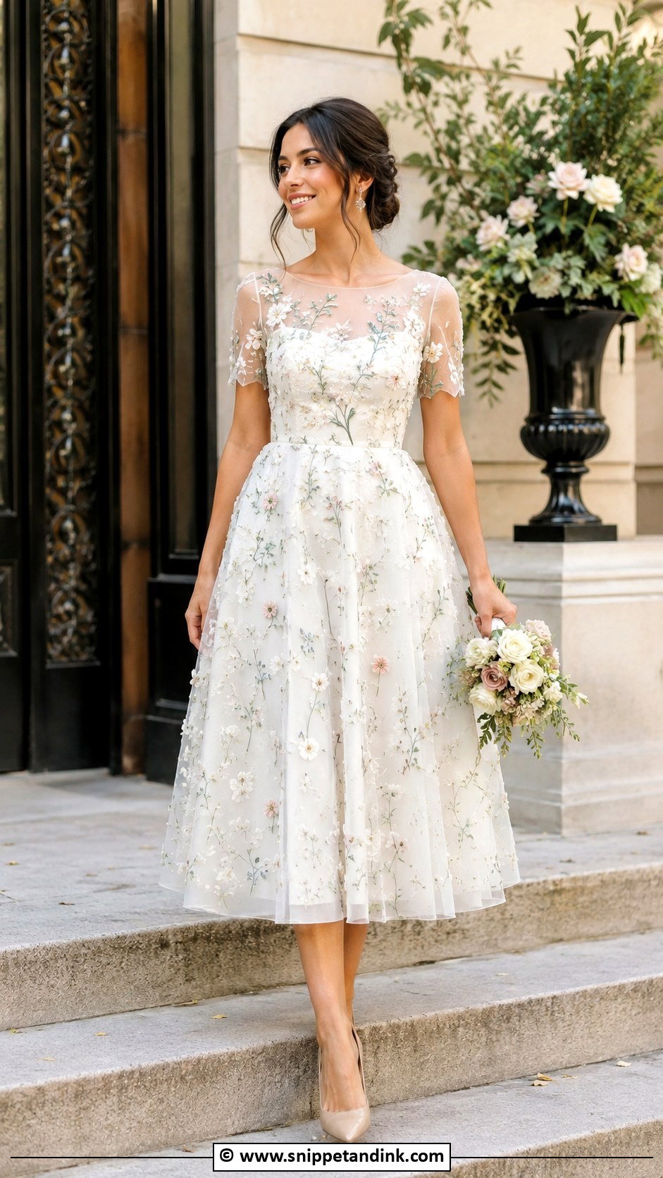 Floral Courthouse Wedding Dress - Snippet and Ink - 30 Courthouse Wedding Dress Civil Ceremony Ideas