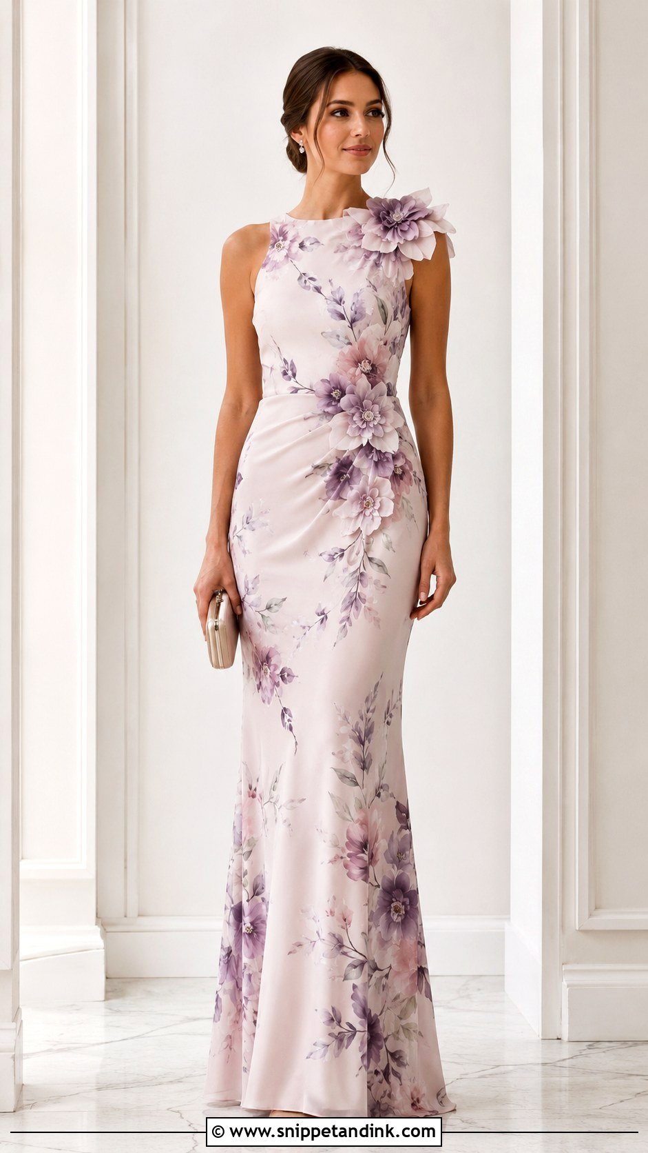 Floral Crepe 3D Flower Gown - Snippet and Ink - 25 Flowered Crepe Gown Styles