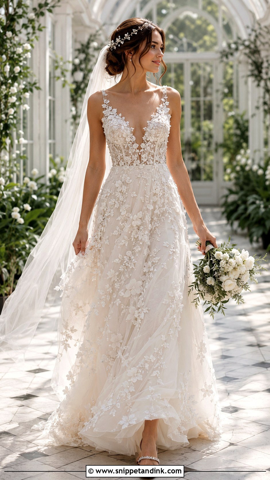Floral Crystal Wedding Dress - Snippet and Ink - 20 Crystal Wedding Dress Ideas