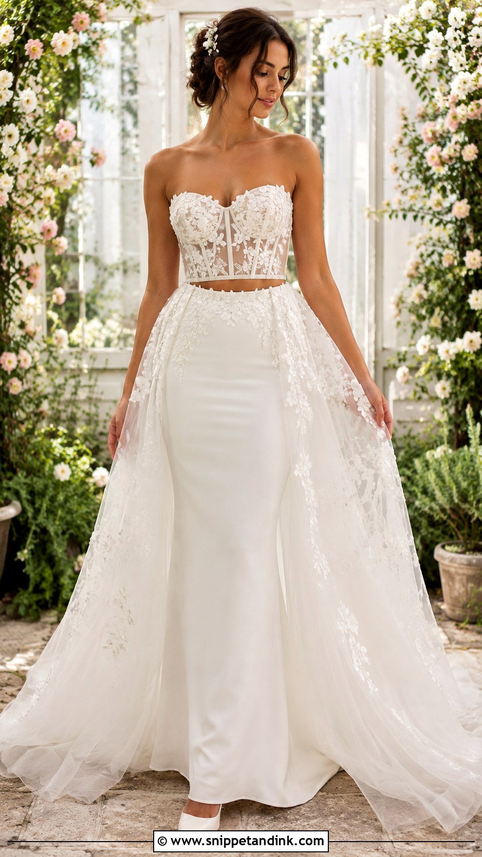 Floral Detachable 2 Piece Wedding Dress - Snippet and Ink - 20 Detachable 2 Piece Wedding Dress Ideas
