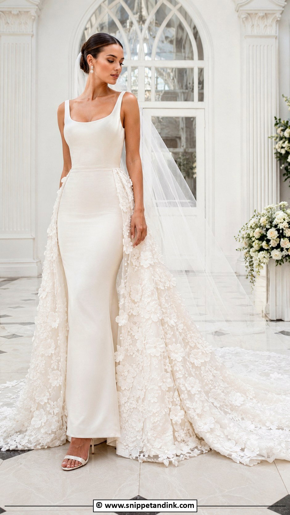 Floral Detachable Train Wedding Dress - Snippet and Ink - 25 Wedding Dress with Flowers