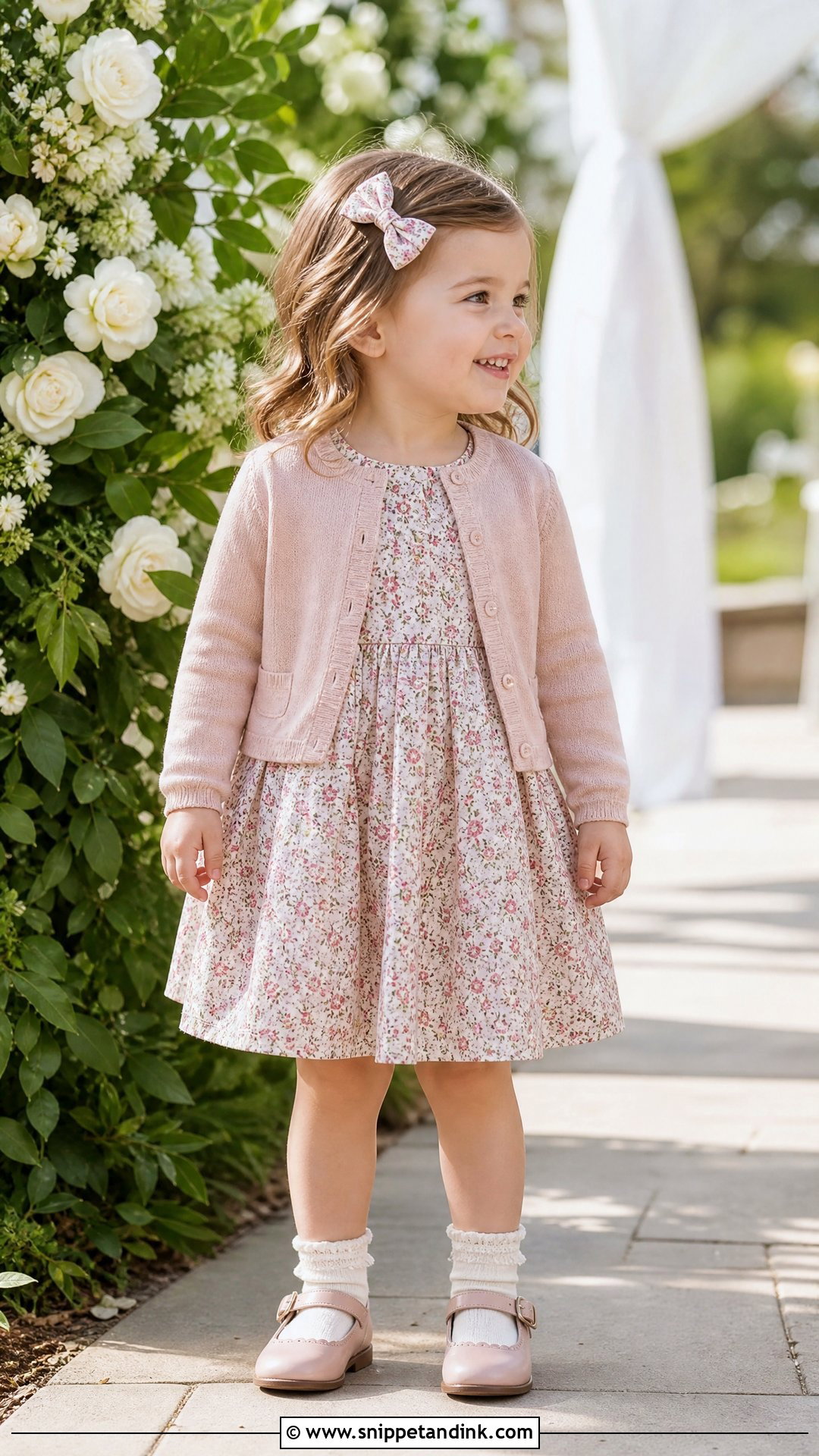 Floral Dress And Cardigan Toddler Girl Wedding Outfit - Snippet and Ink - 20 Toddler Girl Wedding Outfit Ideas