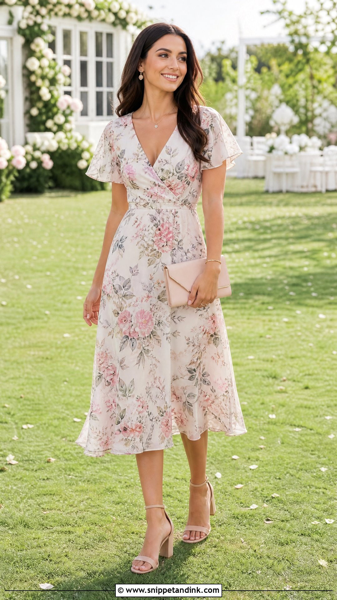 Floral Dress With Block Heels Garden Party Wedding Dress - Snippet and Ink - 25 Garden Party Wedding Dress Ideas